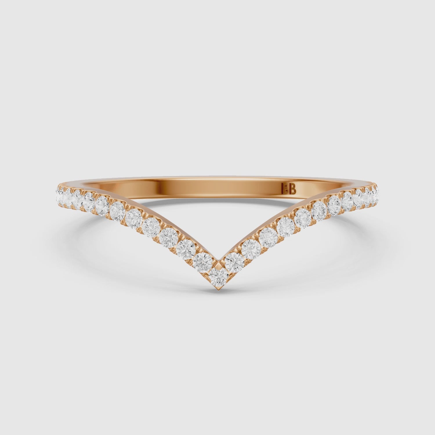 Load video: Blair Chevron Style Round Lab Grown Diamond Stackable Band