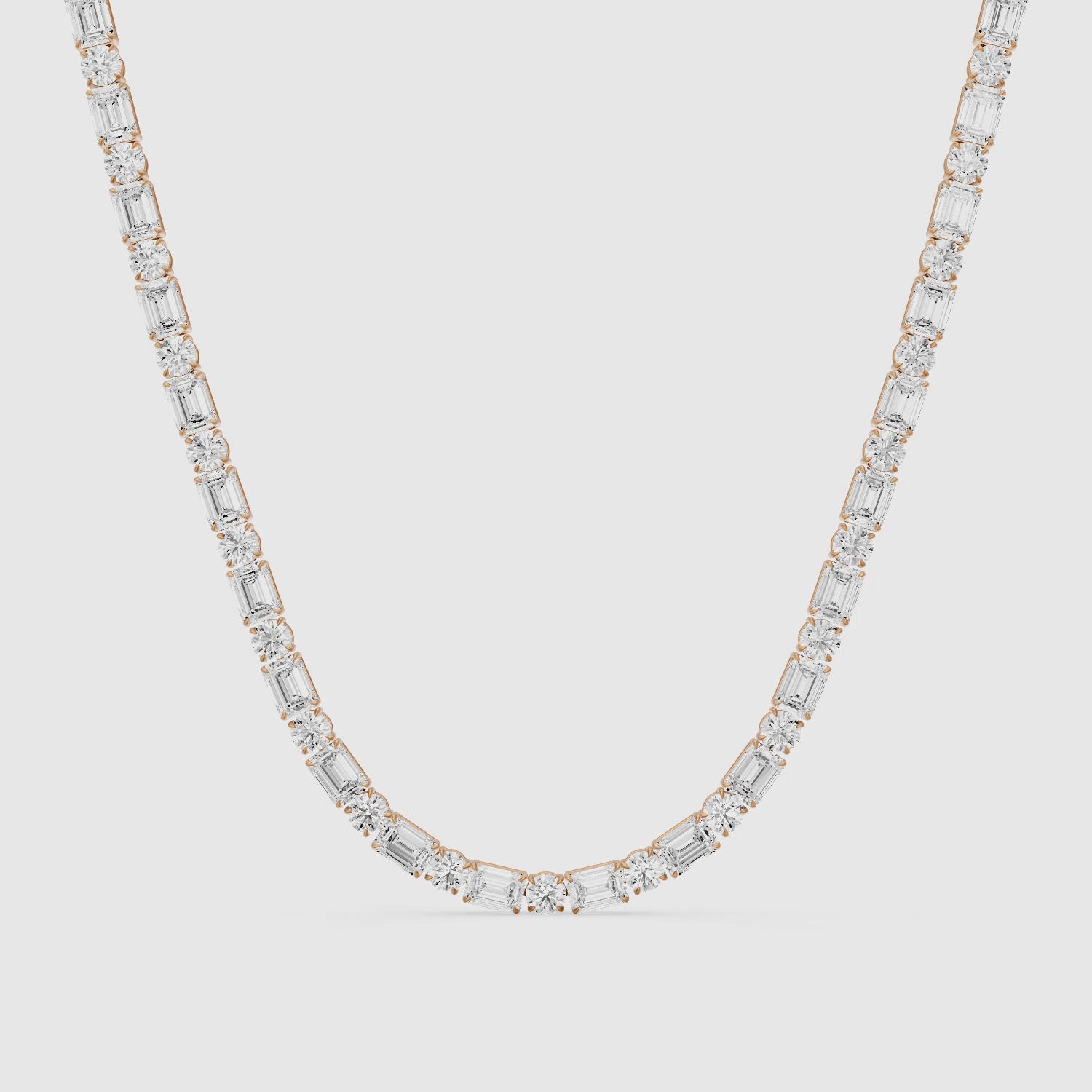 Load video: Savannah Emerald and Round Cut Lab Grown Diamond Tennis Necklace