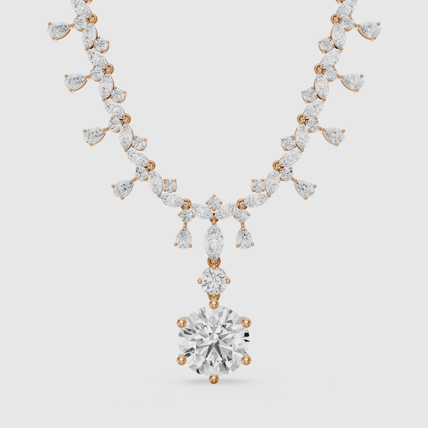 Load video: Valentina Mixed Shape Lab Diamond Necklace with Elegant Drop