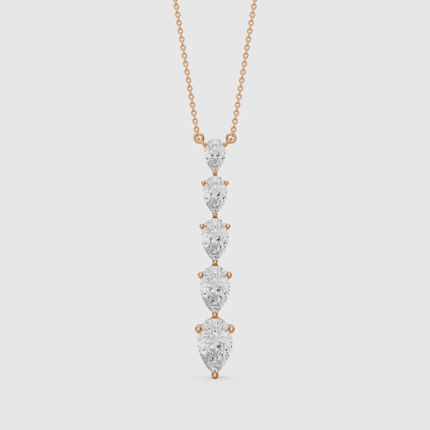 Load video: Elena Graduated Pear Shape Lab Grown Diamond Necklace