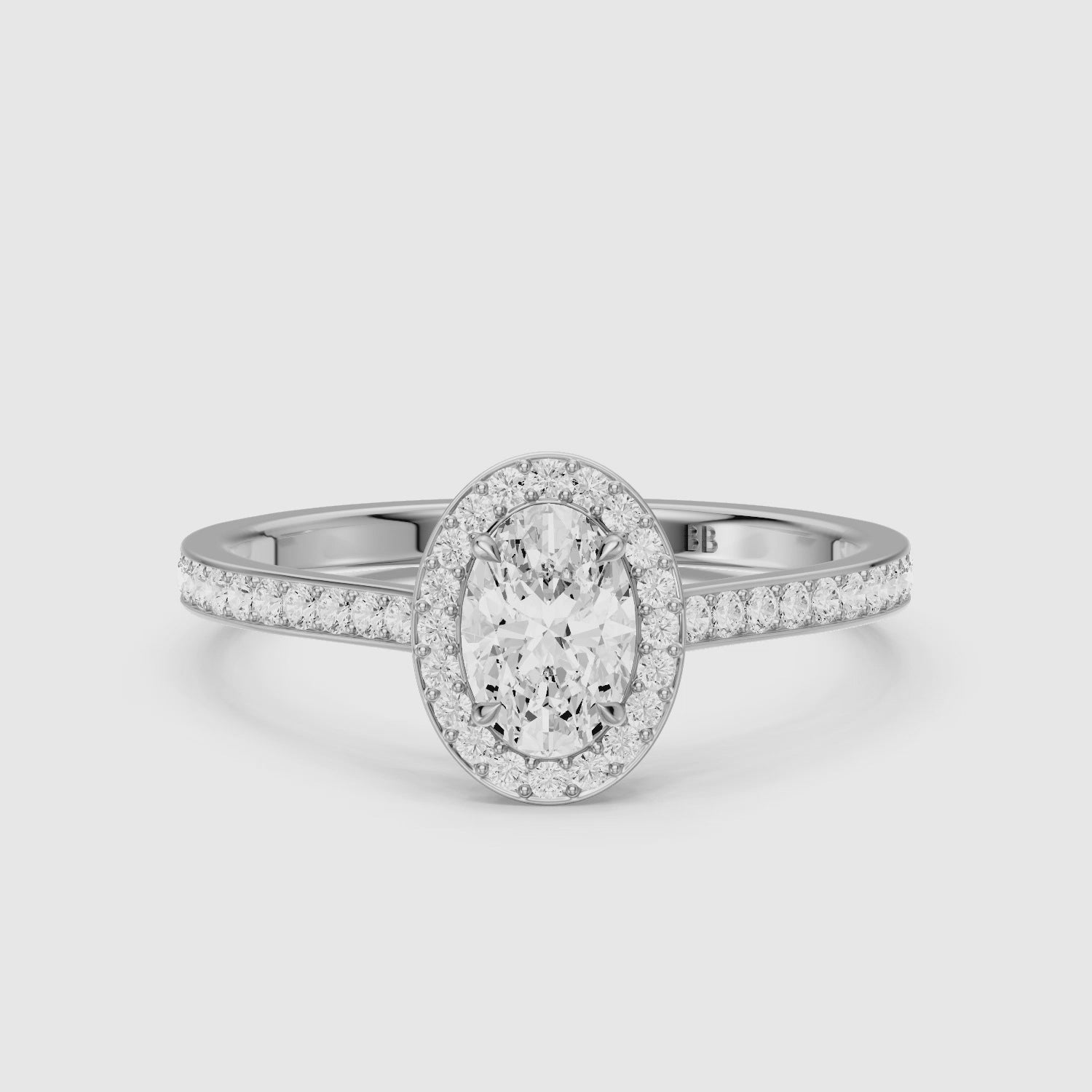 Load video: Delaney Oval Cut Halo Channel Set Lab Grown Diamond Ring