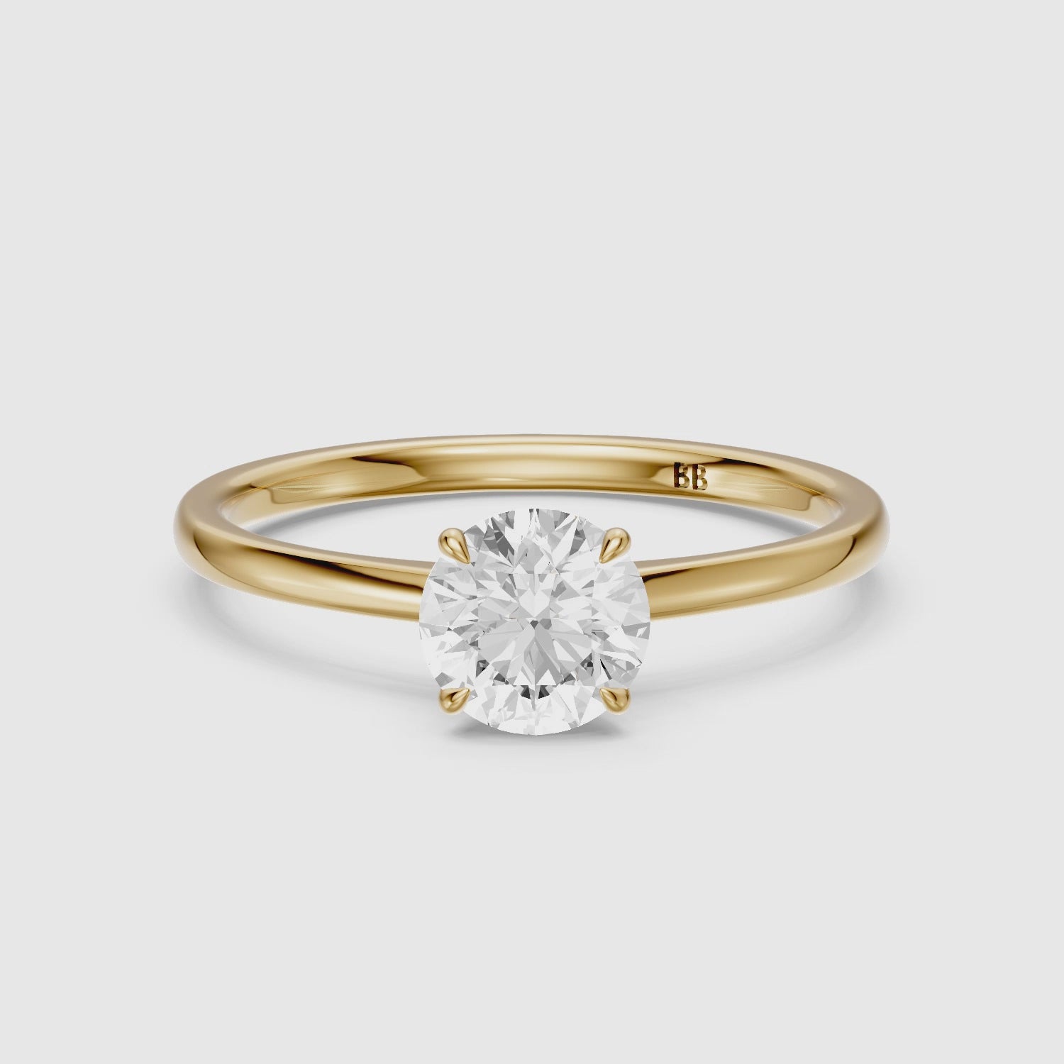 Load video: Harper 4 Prong Round Cut Solitaire Lab Grown Diamond Ring