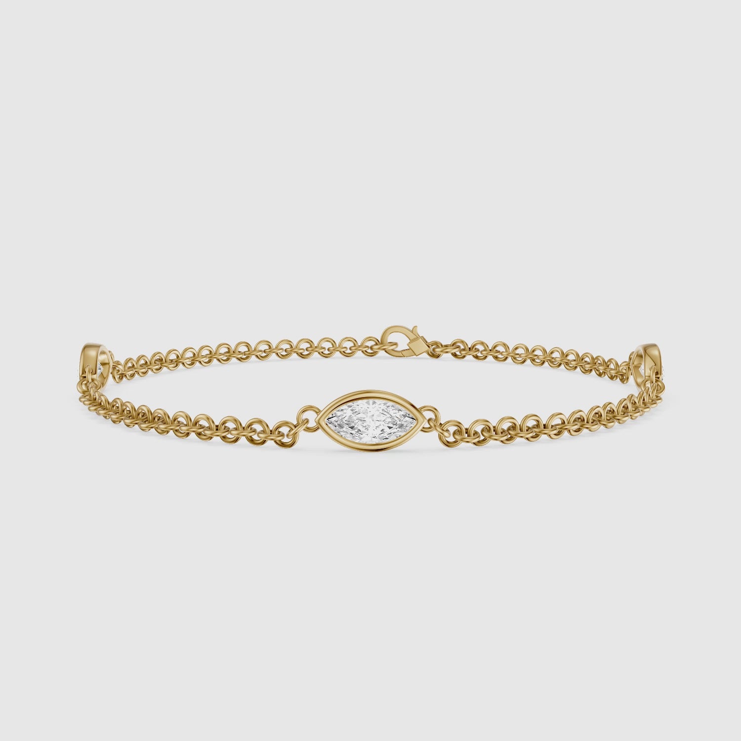 Load video: Riona Marquise Lab Grown Diamond Station Chain Bracelet