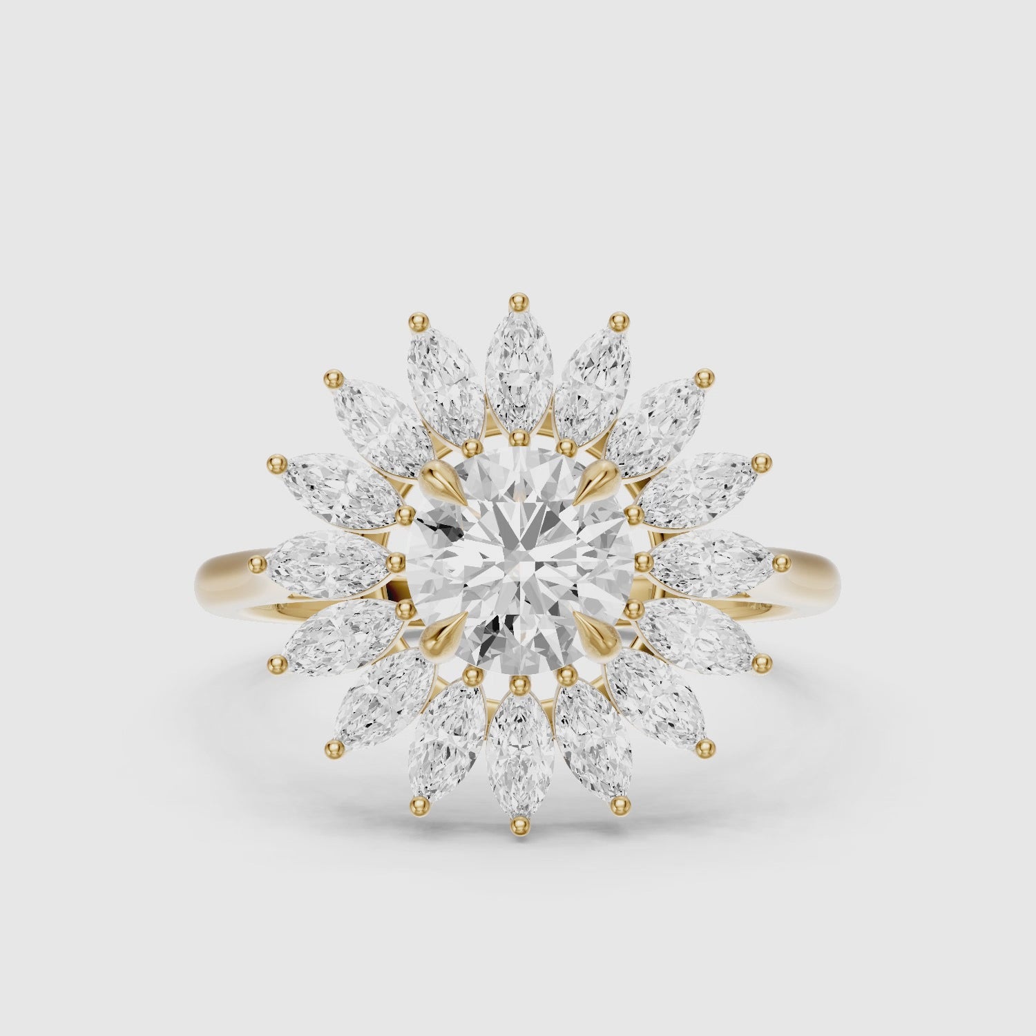 Load video: Elsie Floral Halo Round Cut Lab Grown Diamond Ring