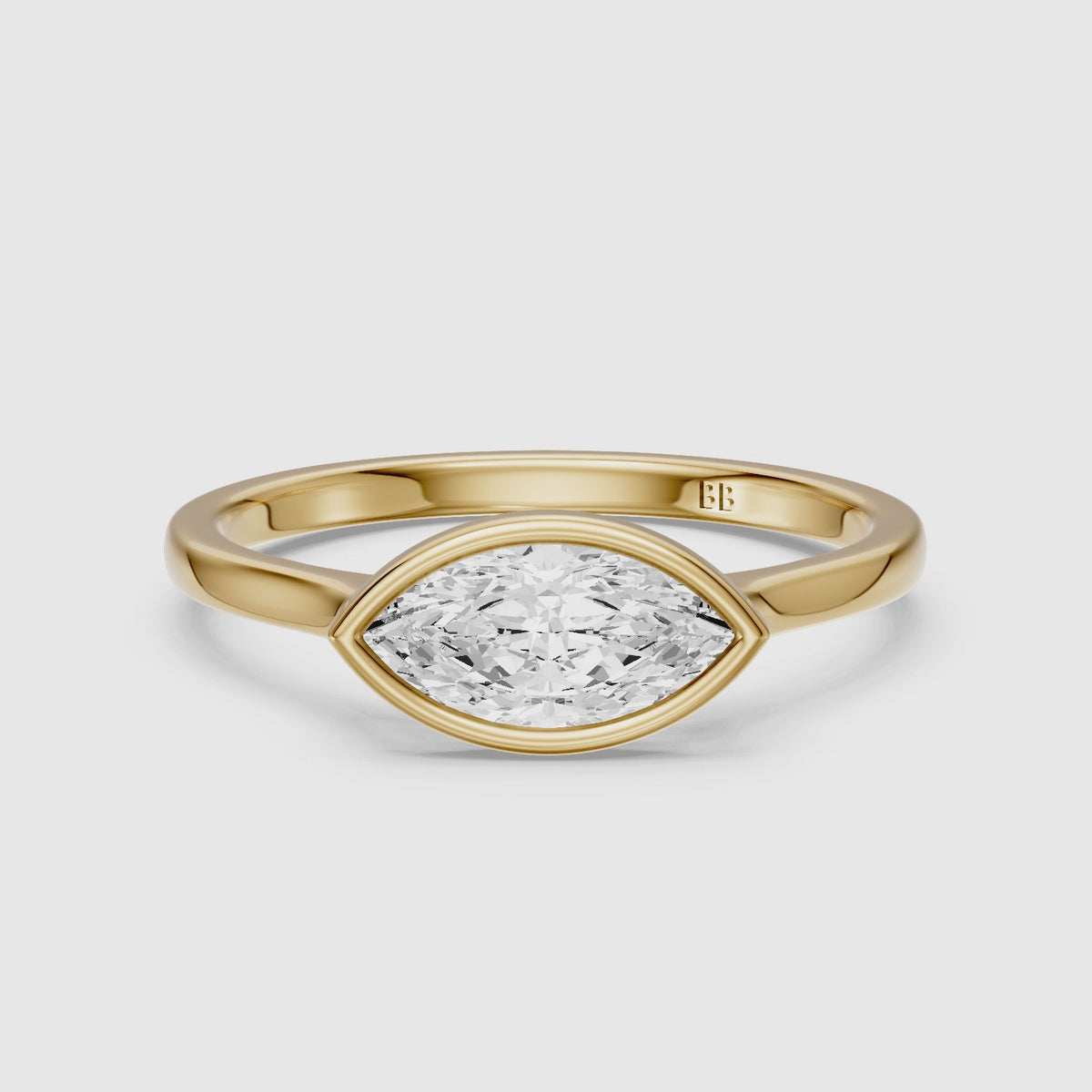 Load video: Mira East-West Marquise Bezel Set Lab Grown Diamond Engagement Ring