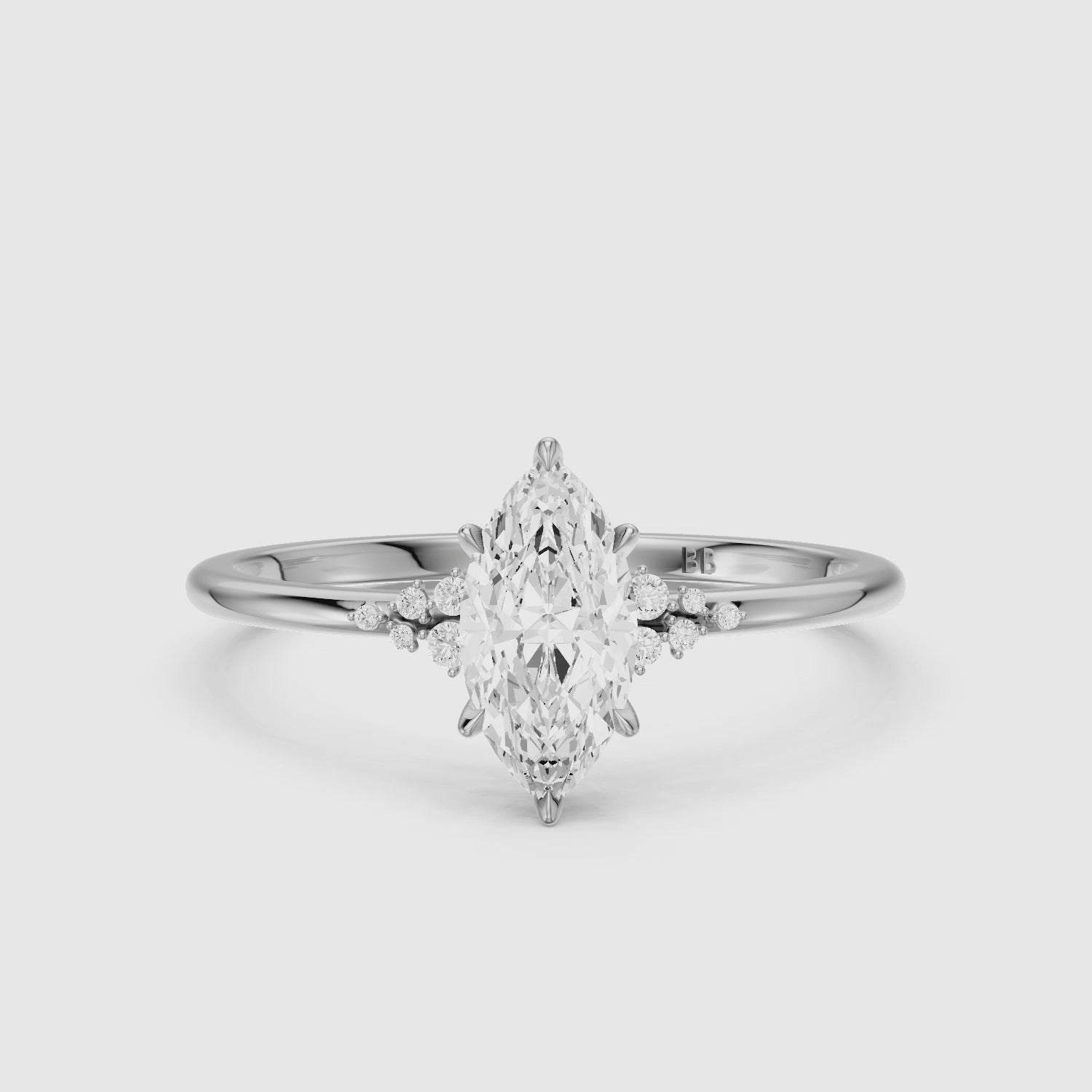 Load video: Jaycee Vintage Inspired Marquise Cut Side Stone Moissanite Diamond Ring