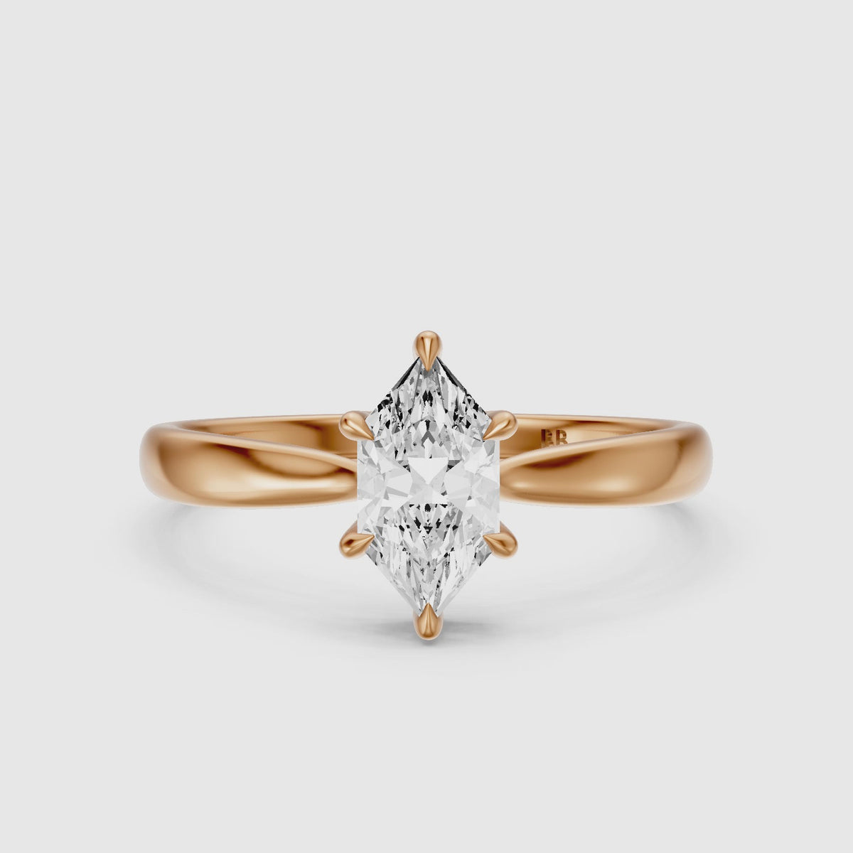 Load video: Aline Dutch Marquise Lab Grown Diamond Tapered Cathedral Solitaire Ring