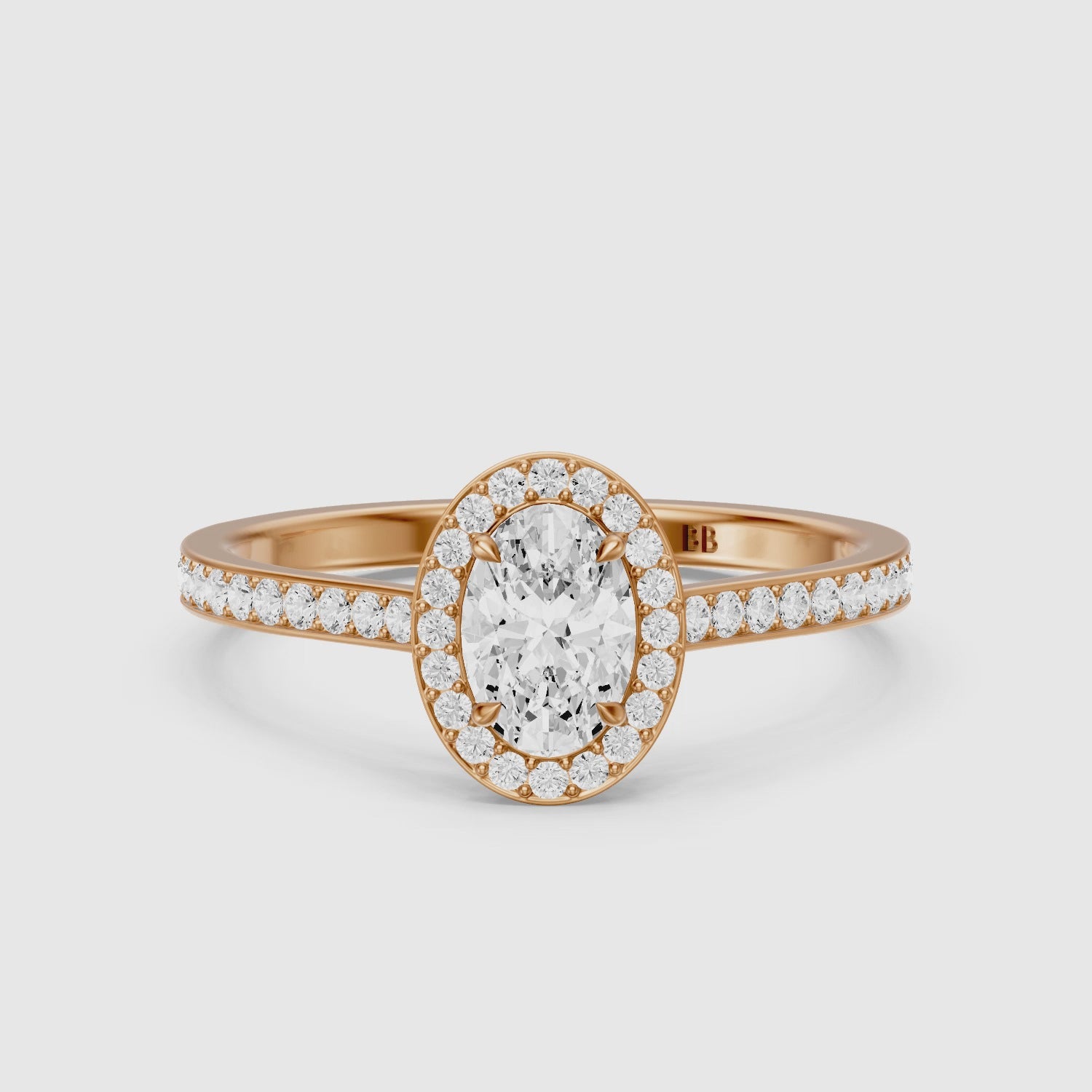 Load video: Delaney Oval Cut Halo Channel Set Lab Grown Diamond Ring