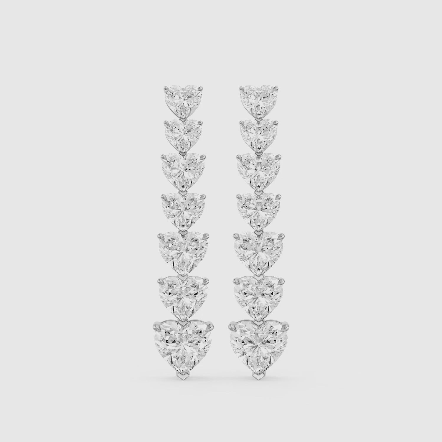 Load video: Scout Graduated Heart Lab Grown Diamond Linear Drop Earrings