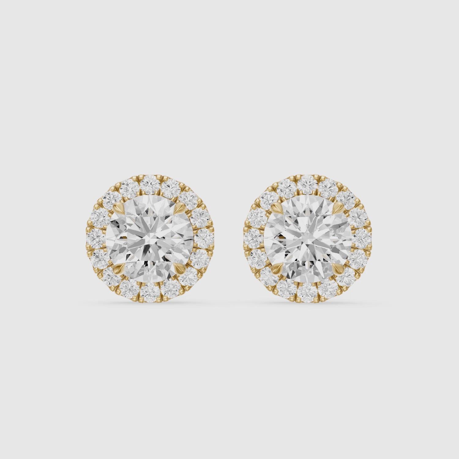 Load video: Sancia Round Lab Grown Diamond Milgrain Inspired Halo Earrings