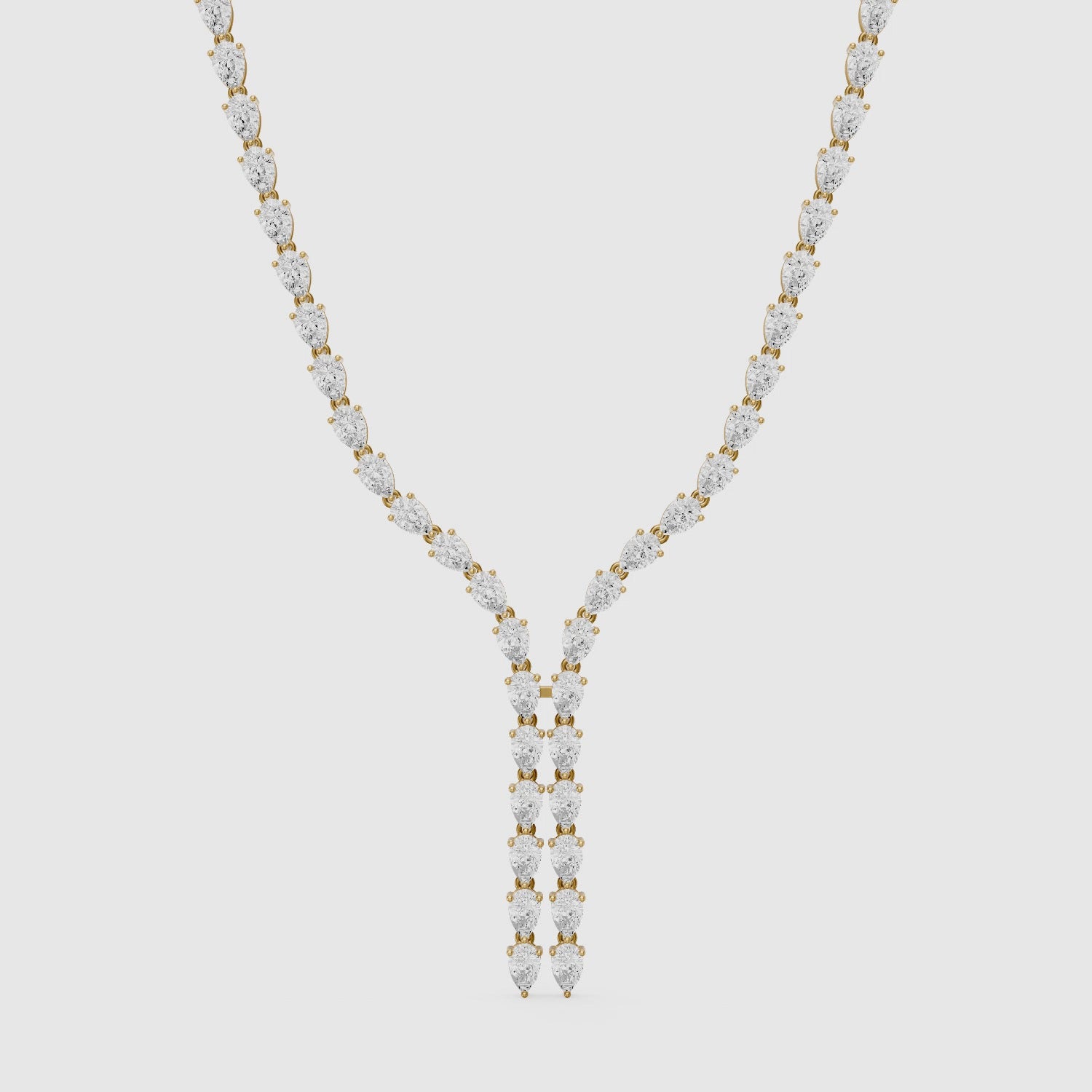 Load video: Aniyah Pear Lab Grown Diamond Split Tennis Necklace