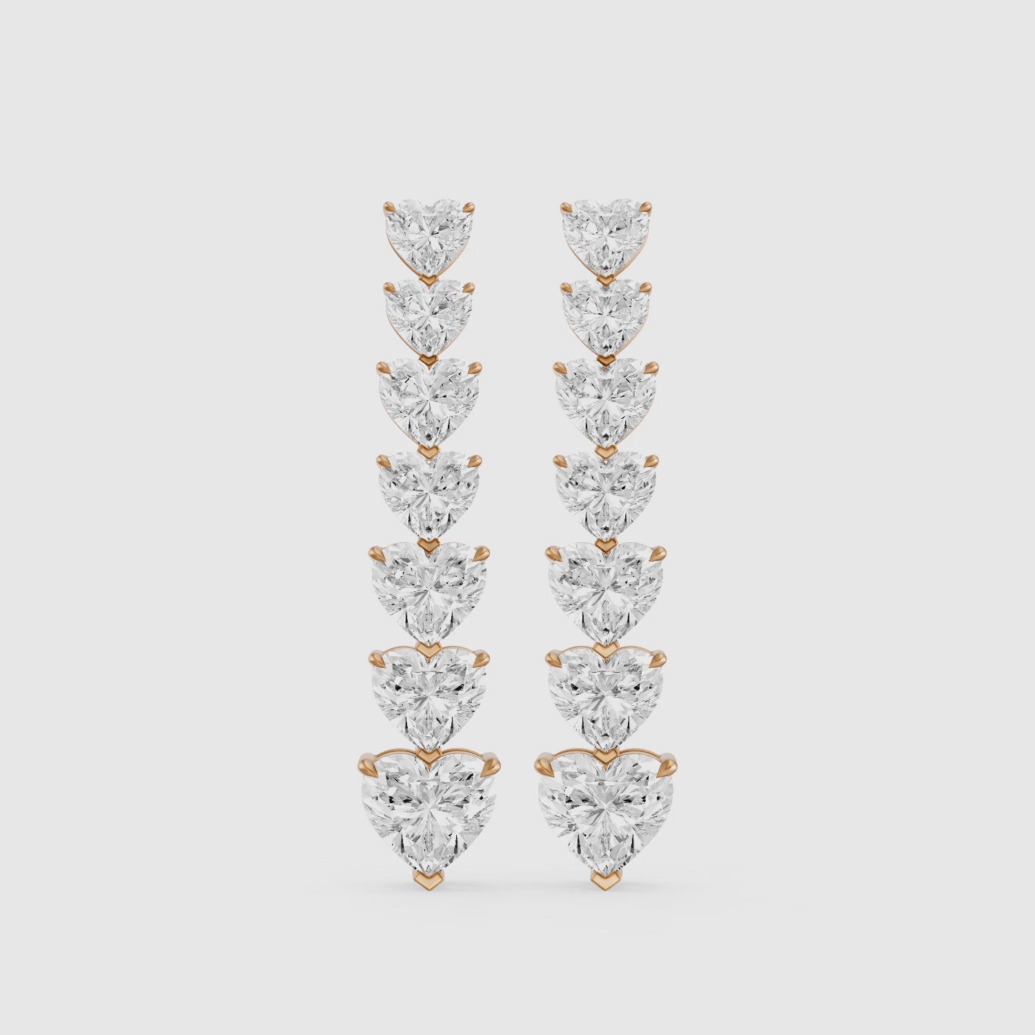 Load video: Scout Graduated Heart Lab Grown Diamond Linear Drop Earrings