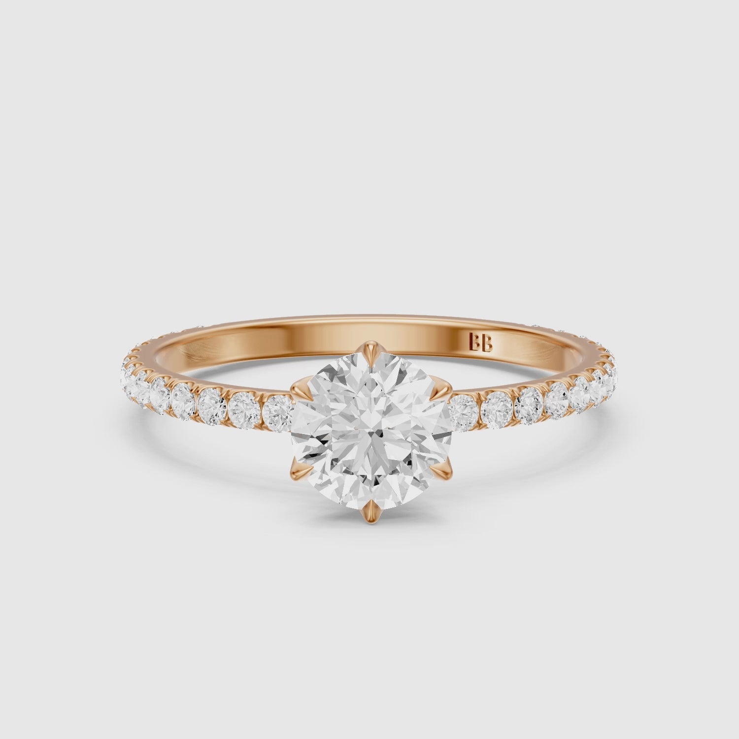 Load video: Arya 6 Prong Tulip Setting Round Cut Lab Grown Diamond Ring