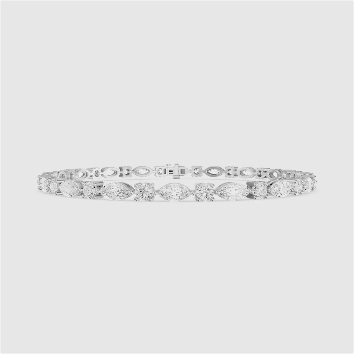 Load video: Oscar Marquise Cut and Round Cut Lab Grown Diamond Tennis Bracelet