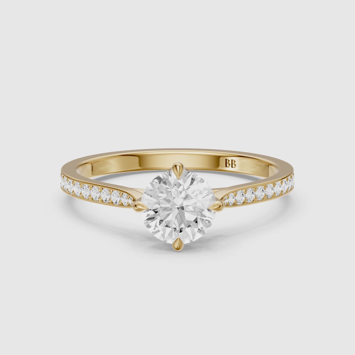 Load video: Callan Round Cut Side Stone Channel Set Lab Grown Diamond Ring