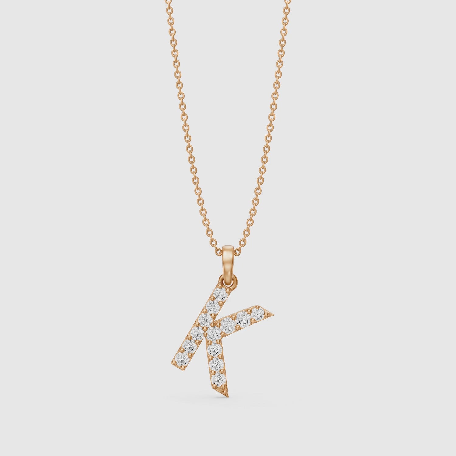 Load video: Maisie Lab Grown Diamond K Initial Pendant Necklace