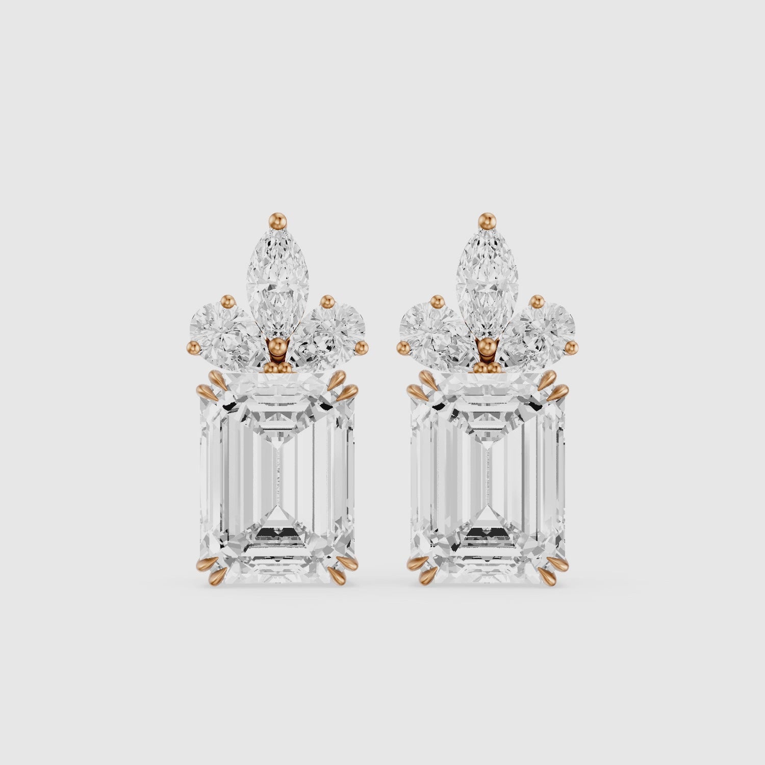 Load video: Fern Emerald Cut, Marquise and Pear Lab Grown Diamond Drop Earrings