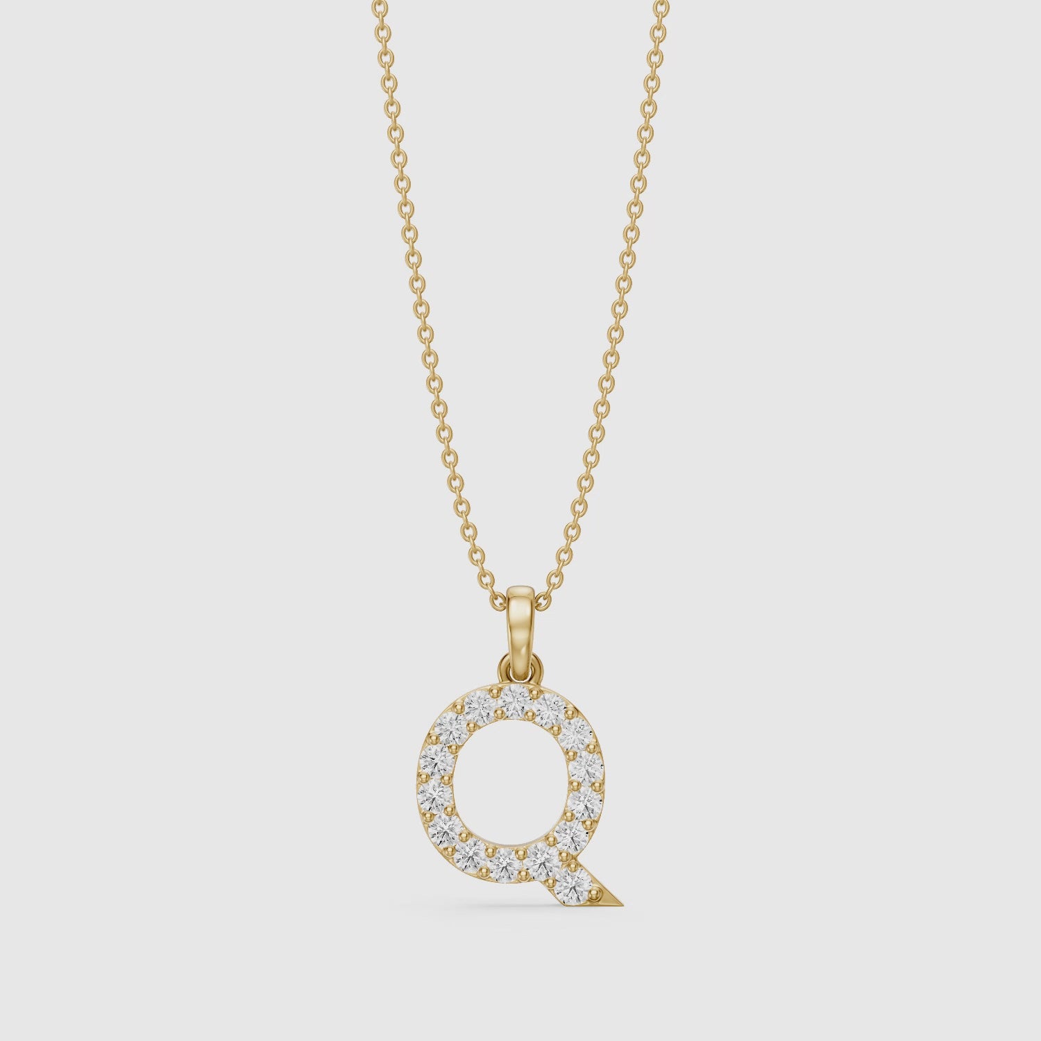 Load video: Jolie Lab Grown Diamond Q Initial Pendant Necklace