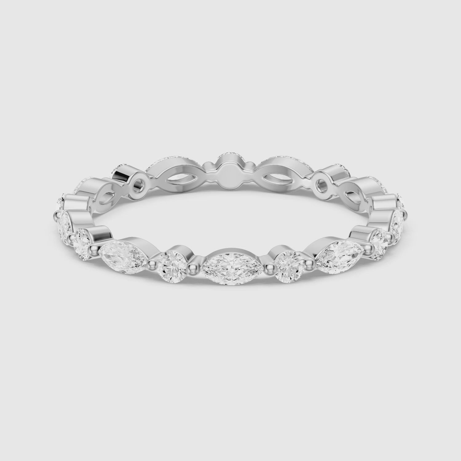 Load video: Dua Round and Marquise Lab Grown Diamond Stackable Eternity Band