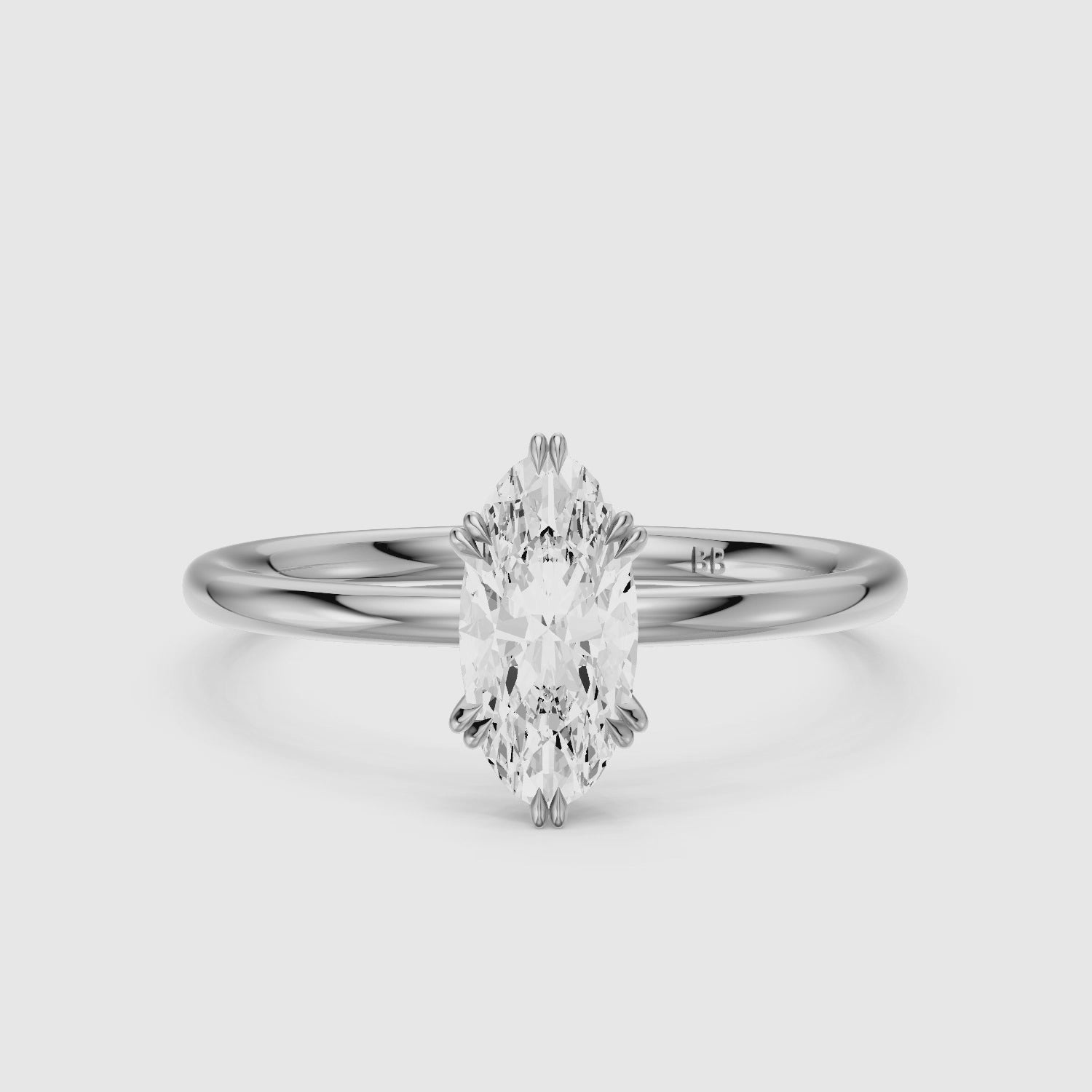 Load video: Juni Double Claw Prongs Moval Moissanite Diamond Solitaire Ring