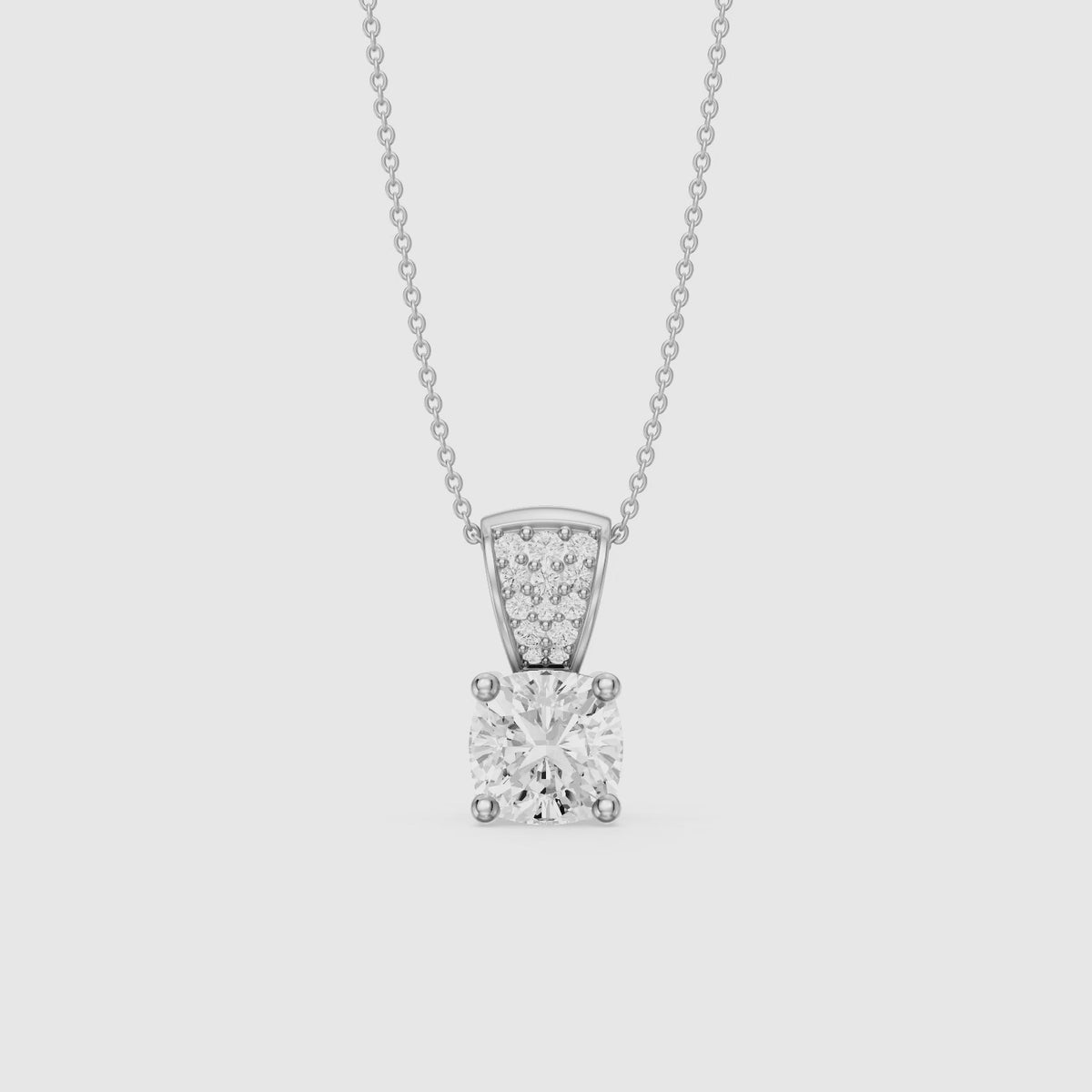 Load video: Leona Cushion Cut Lab Grown Diamond Pave Bail Pendant