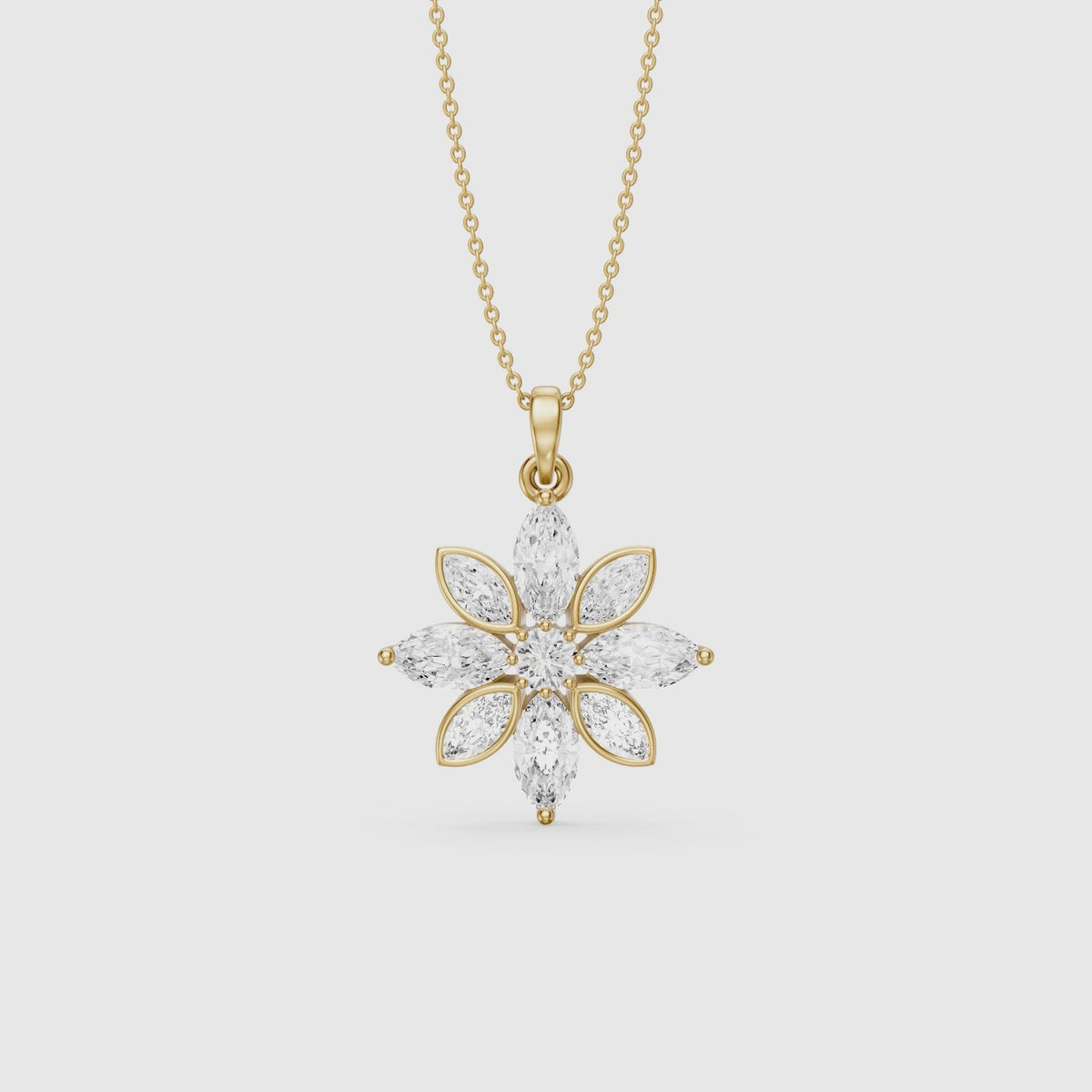 Load video: Kira Marquise Cut Lab Grown Diamond Flower Pendant