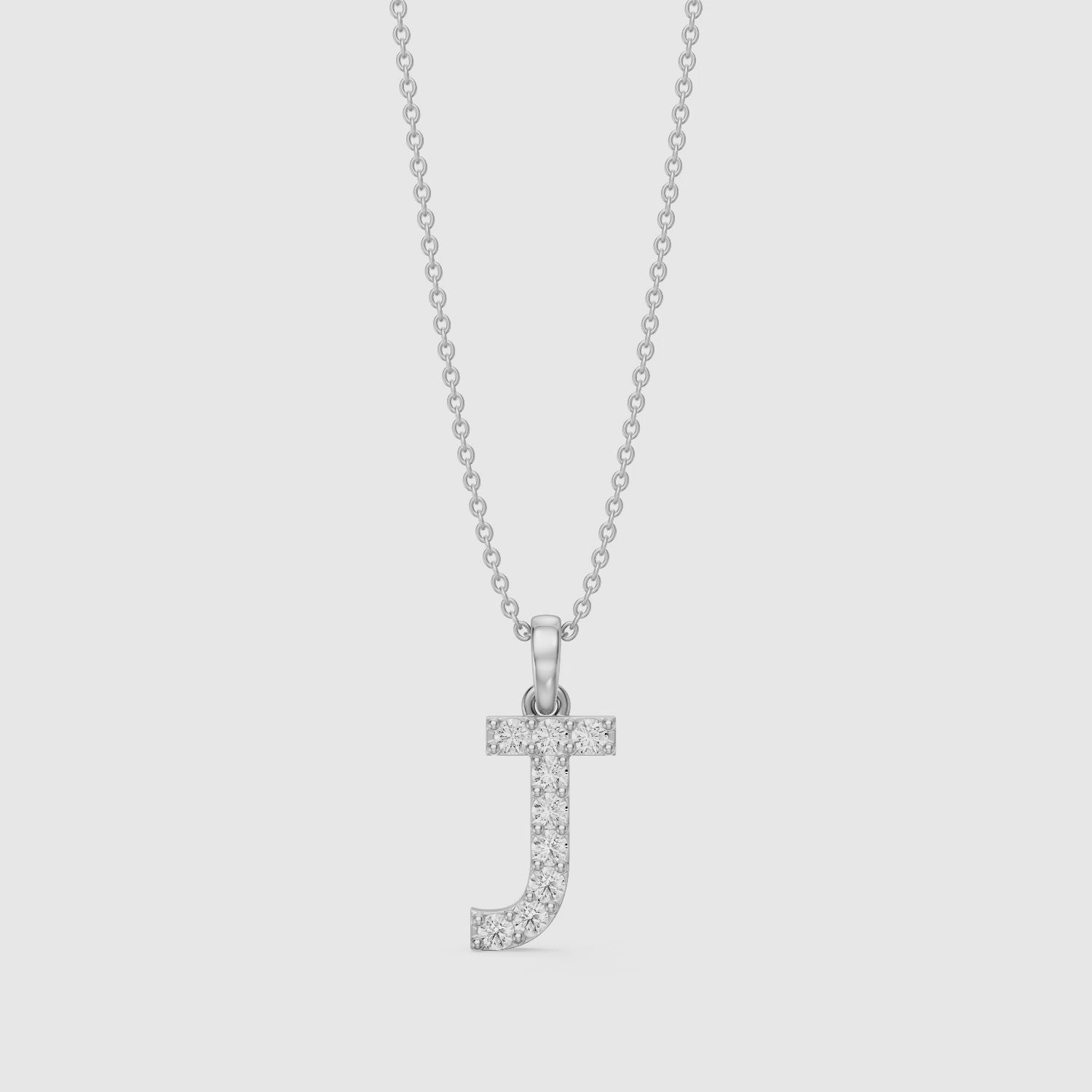Load video: Sawyer Lab Grown Diamond J Initial Pendant Necklace