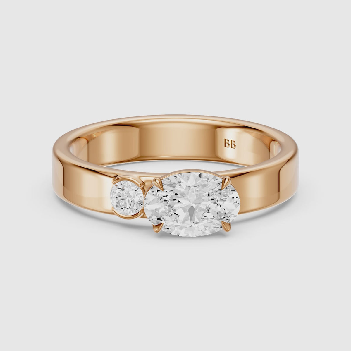 Load video: Tansy Oval Cut Round Side Stone Moissanite Diamond Engagement Ring