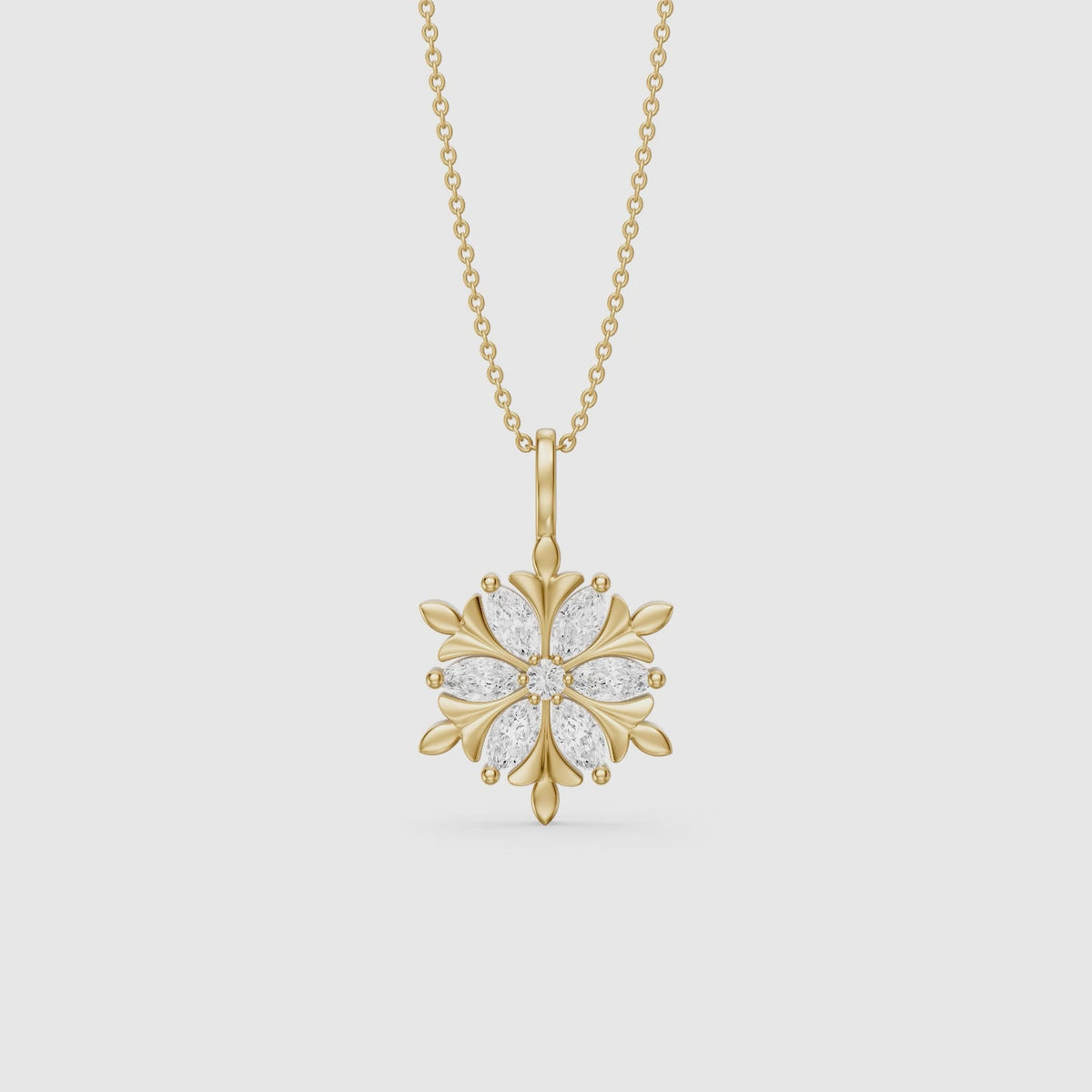 Load video: Emory Marquise Lab Grown Diamond Flower Pendant
