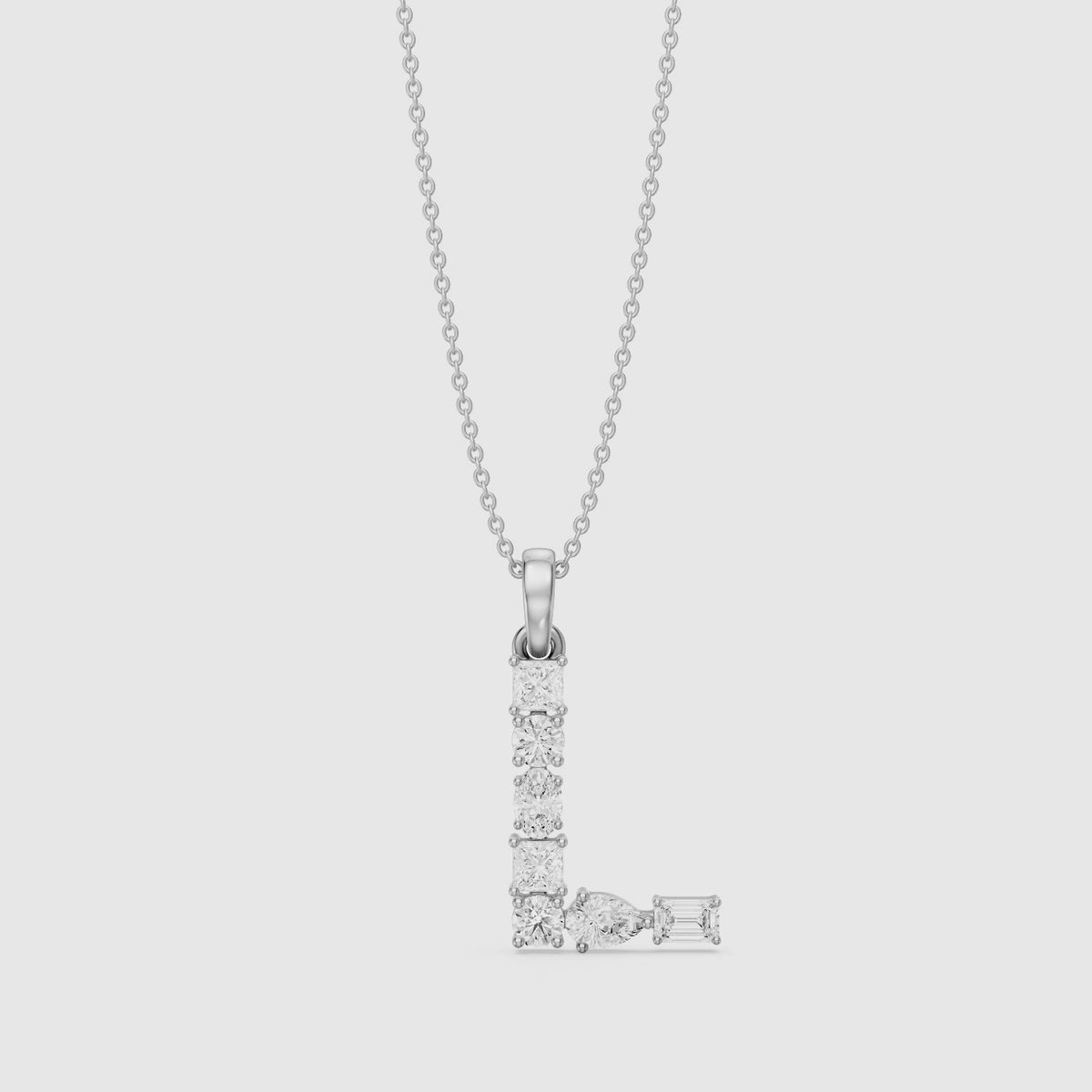 Load video: Apolline Multi Shape Lab Grown Diamond Initial L Pendant