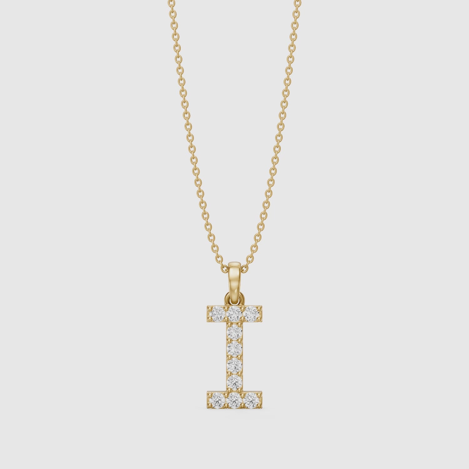 Load video: Rachel Lab Grown Diamond I Initial Pendant Necklace