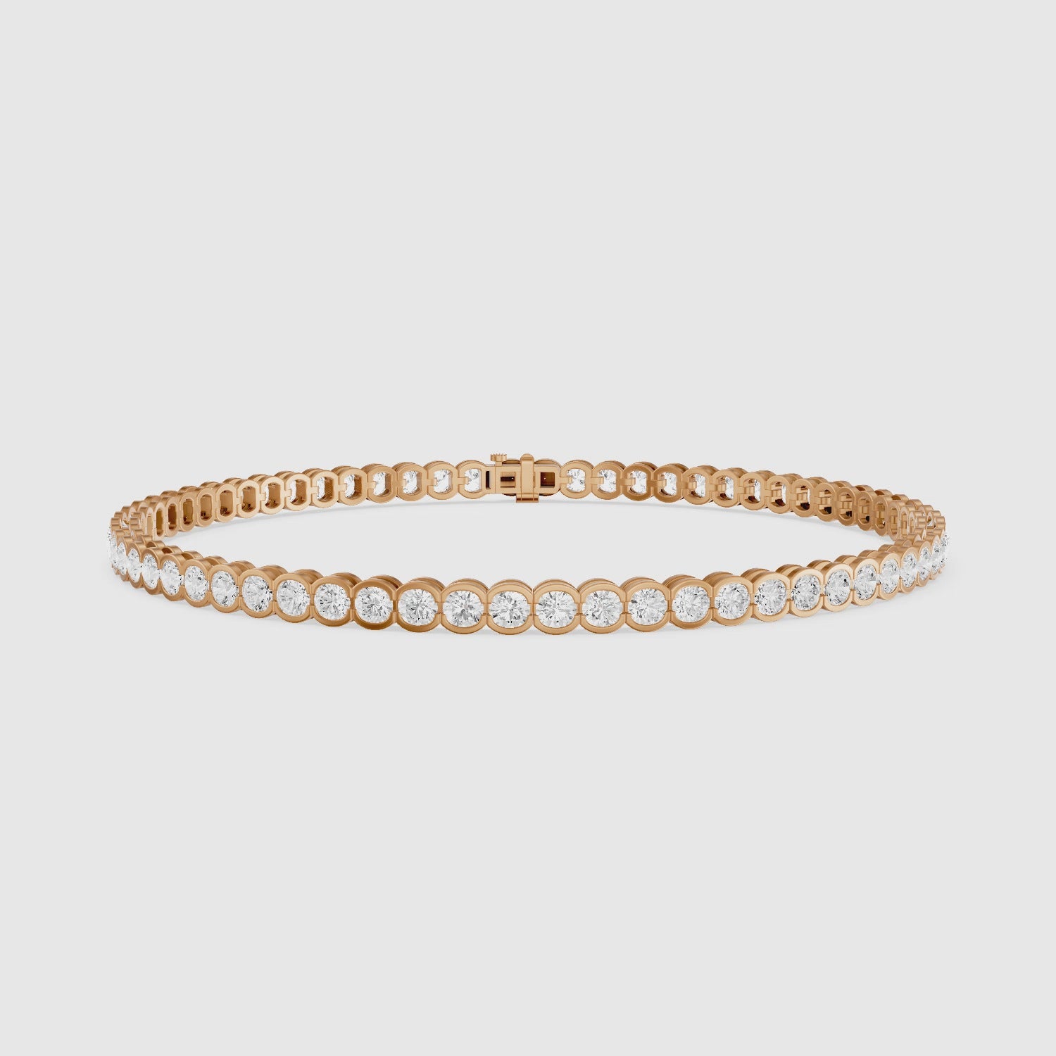 Load video: Lucia Round Bezel Set Lab Grown Diamond Tennis Bracelet