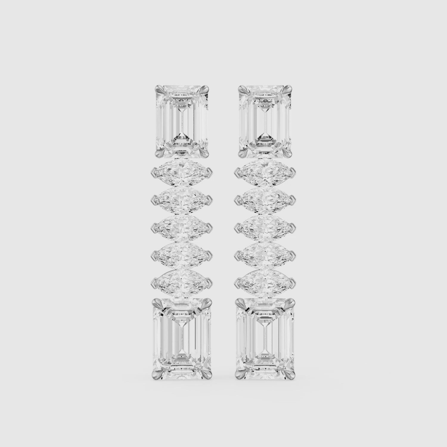 Load video: Harriet Emerald Cut and Marquise Lab Grown Diamond Linked Drop Earrings