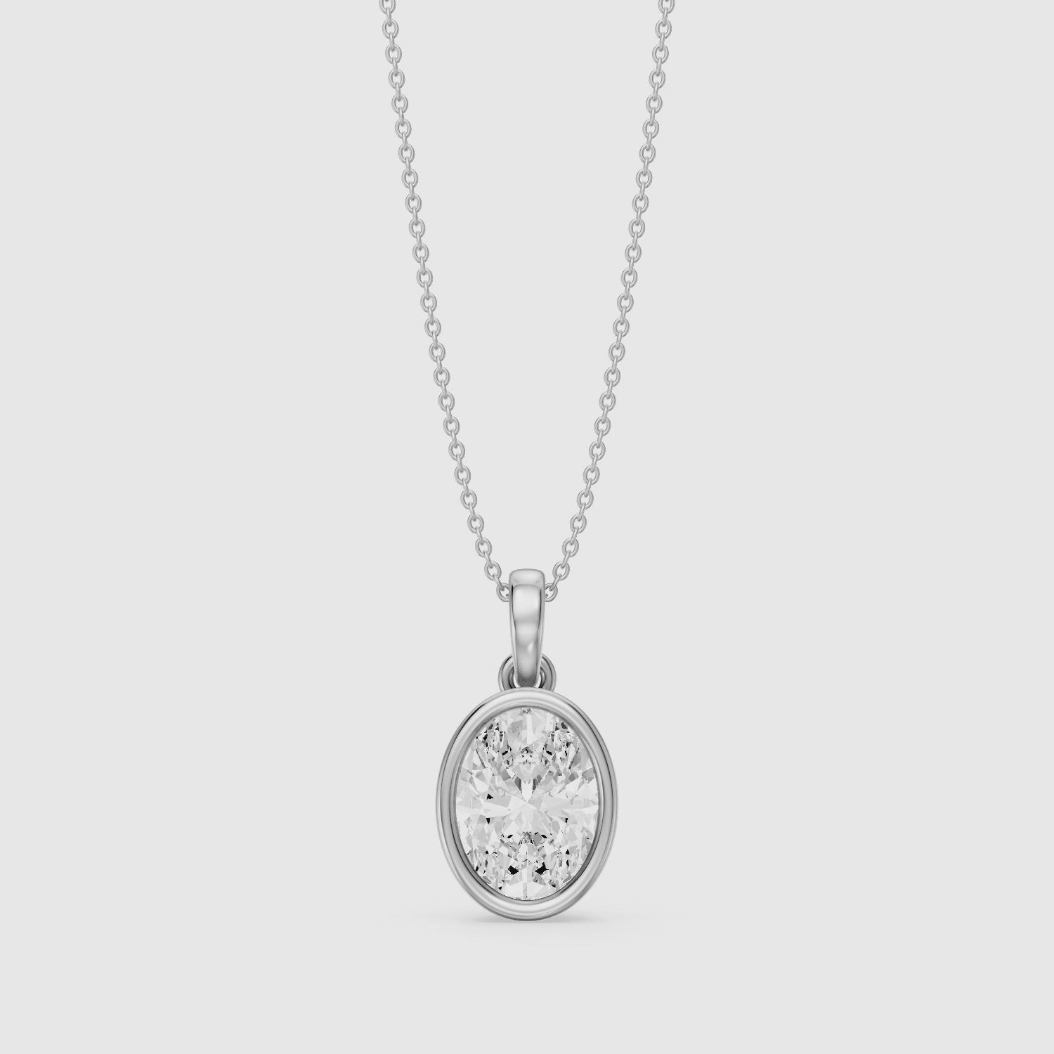 Load video: Agnese Oval Solitaire Lab Grown Diamond Pendant