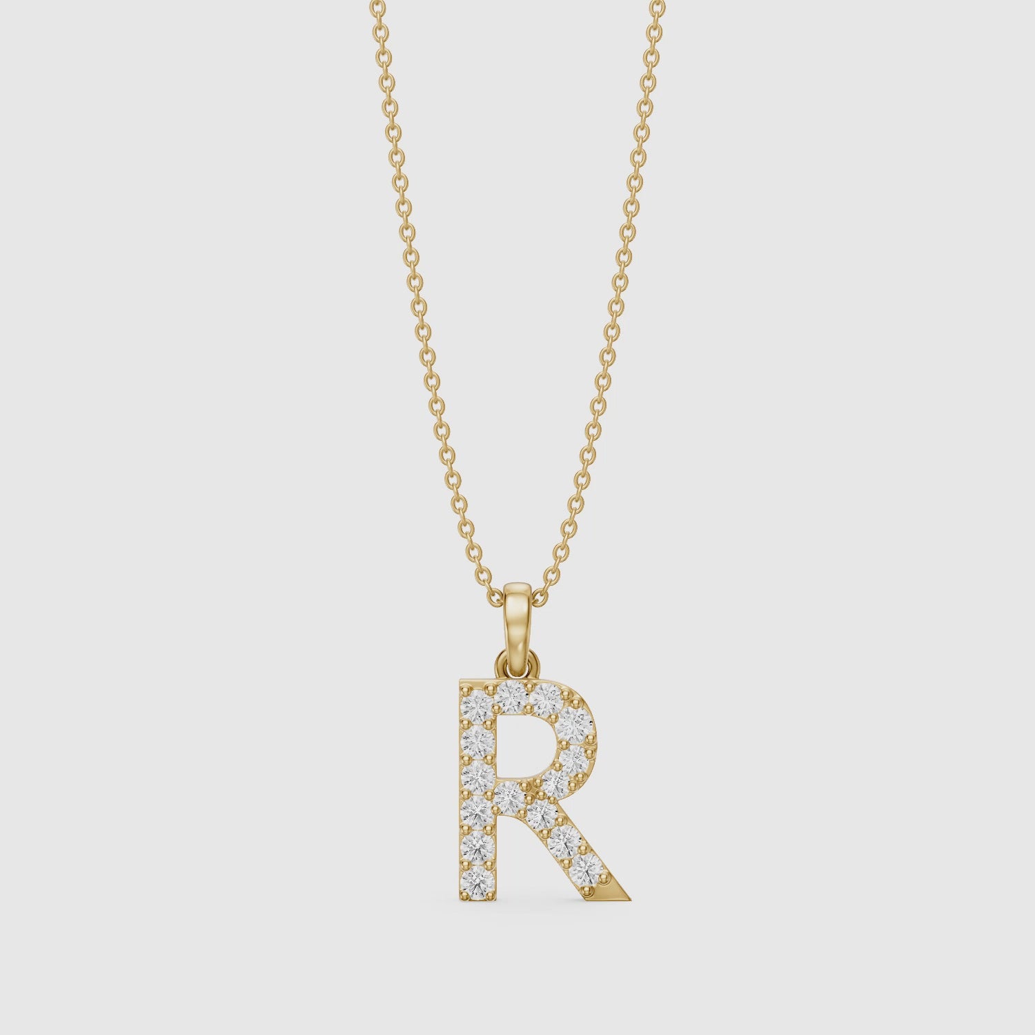 Load video: Lacey Lab Grown Diamond R Initial Pendant Necklace