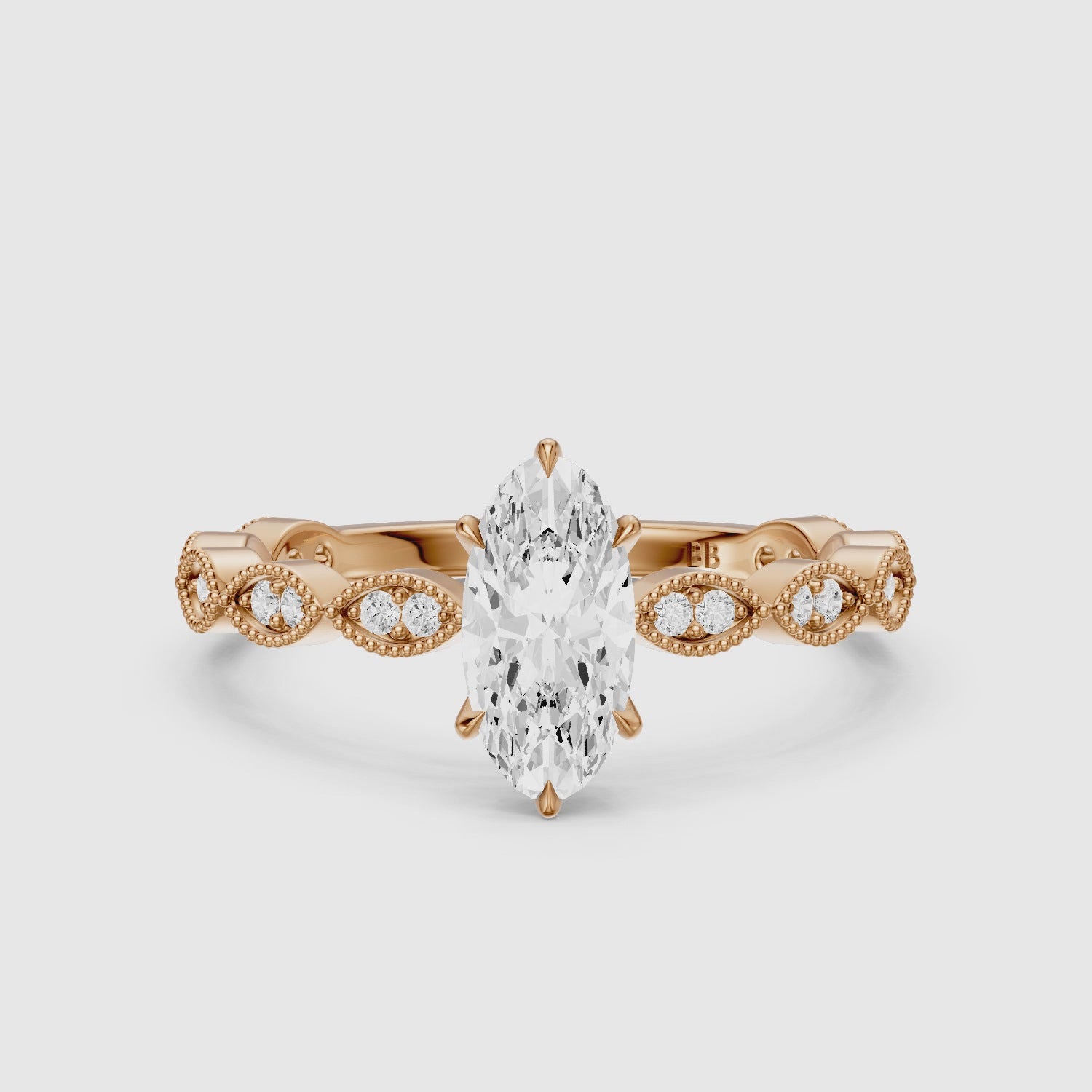 Load video: Sian Moval Lab Grown Diamond Ring with Vintage Milgrain Band