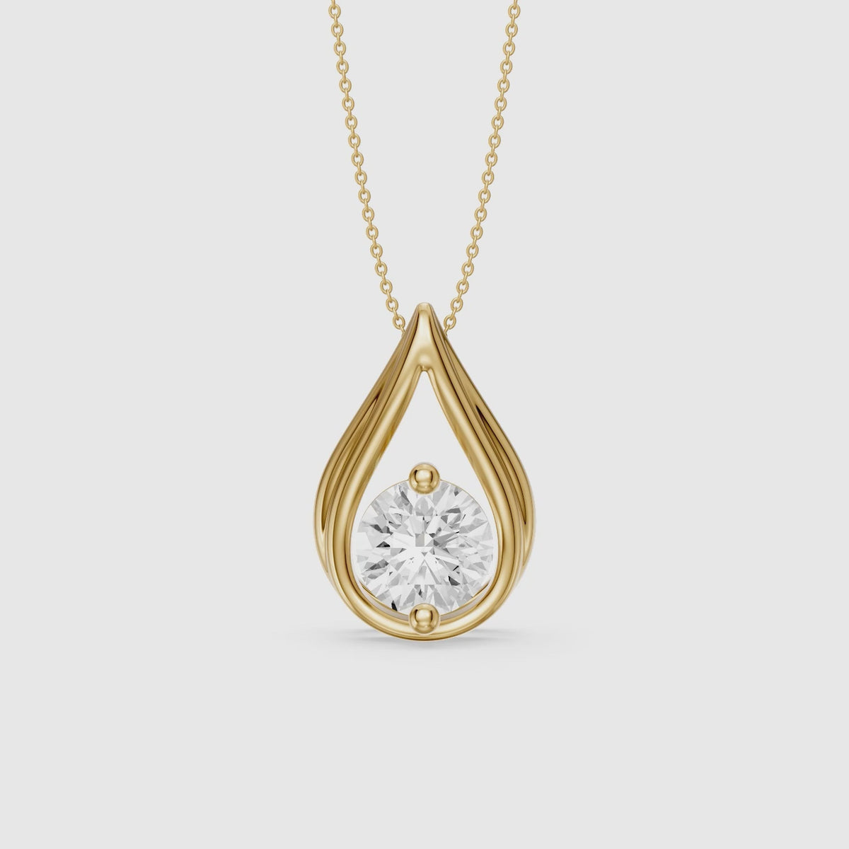 Load video: Lucille Floating Round Lab Grown Diamond Teardrop Pendant