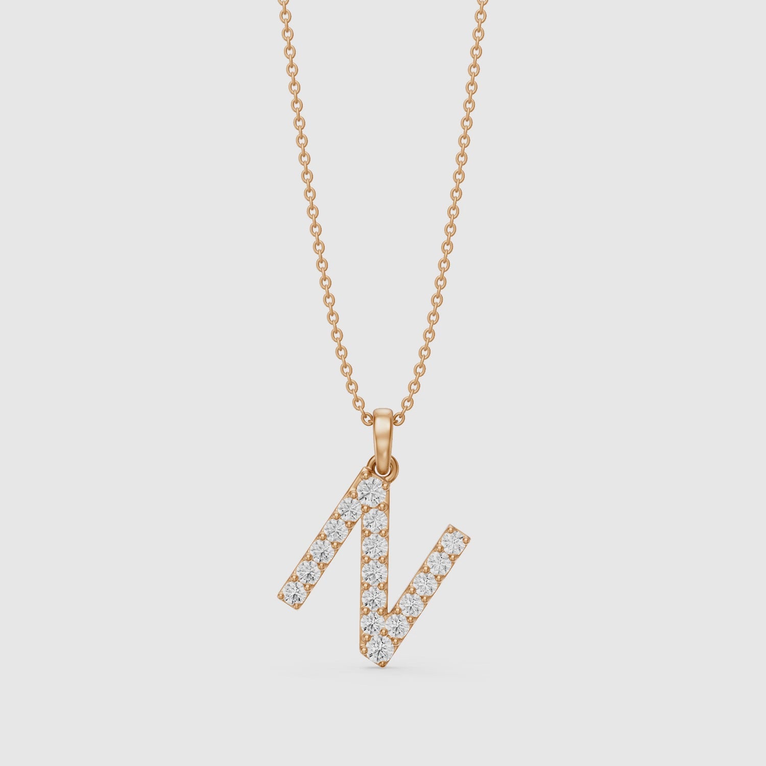 Load video: Daphne Lab Grown Diamond N Initial Pendant Necklace