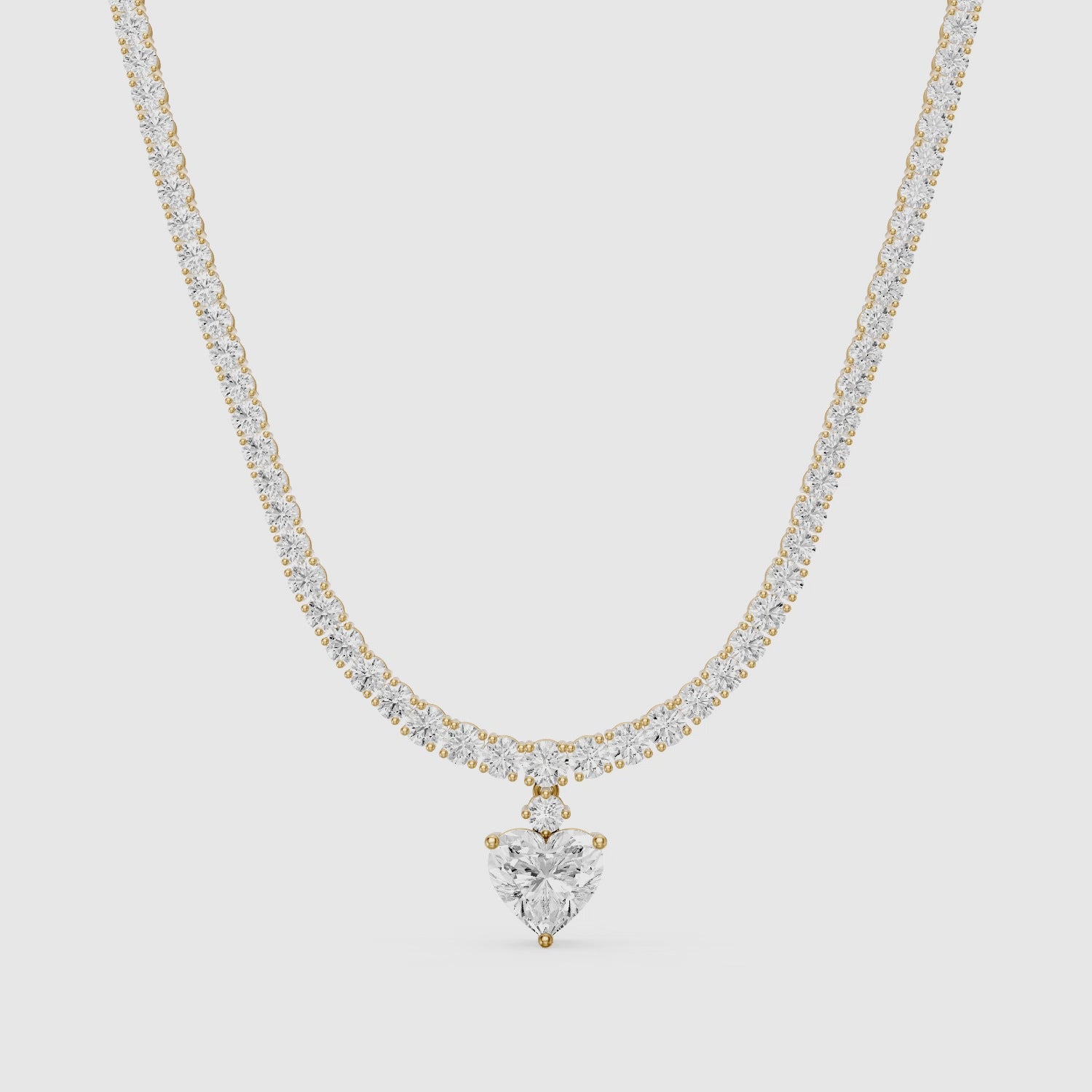 Load video: Natalia Heart Cut Lab Grown Diamond Drop Tennis Necklace