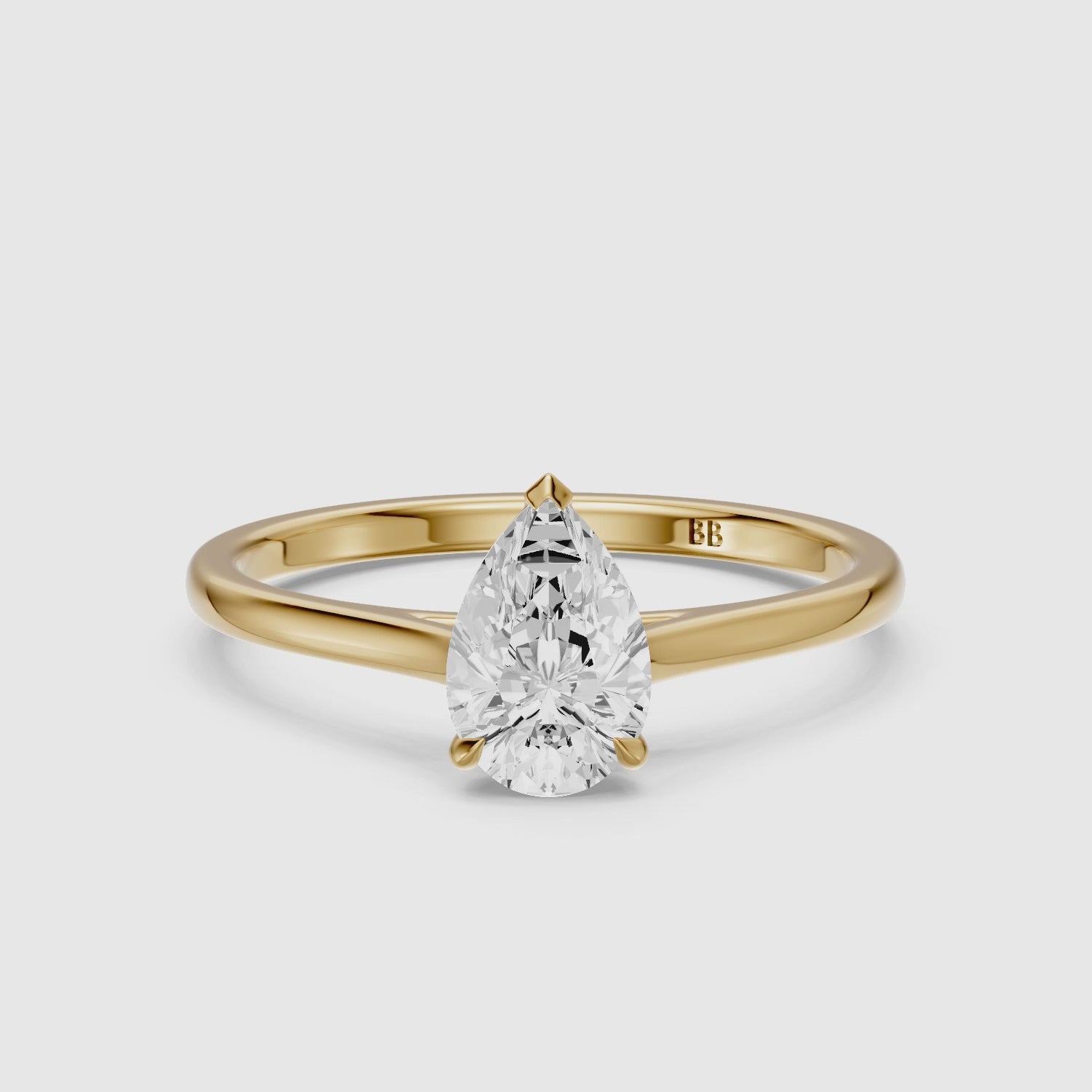 Load video: Emily 3 Prong Pear Cut Solitaire Cathedral Lab Grown Diamond Ring
