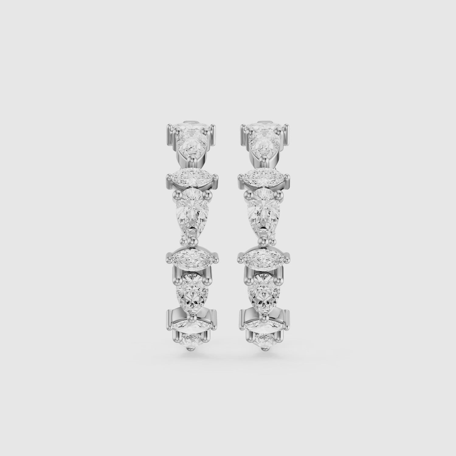 Load video: Erin Marquise, Pear and Round Cut Lab Grown Diamond Inside Out Hoop Earrings