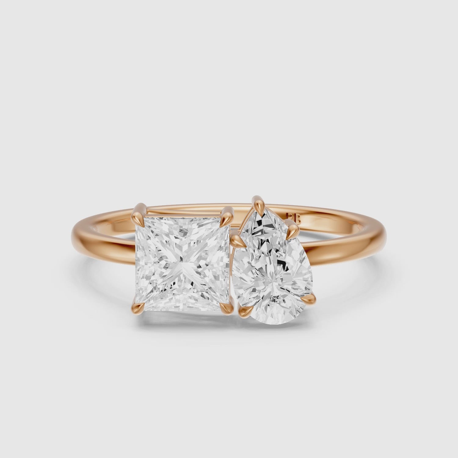 Load video: Scarlett Toi Et Moi Pave Ring With Princess and Pear Two Stone Lab Grown Diamond