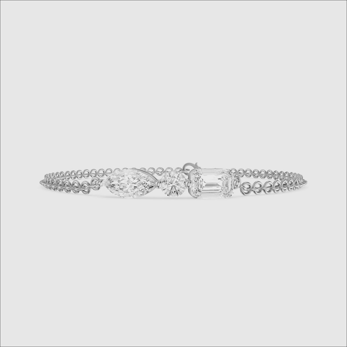 Load video: Gabriel Marquise, Round and Emerald Cut Lab Grown Diamond Bracelet