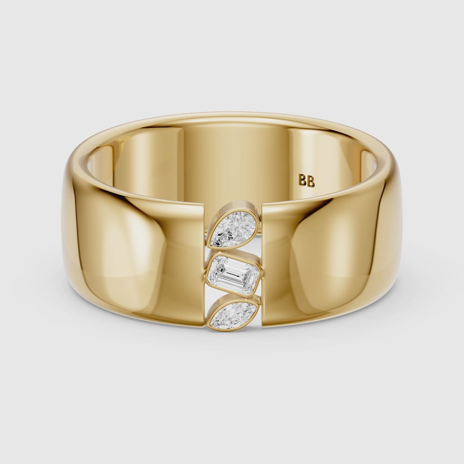 Load video: Kora Mixed Shape Lab Diamond Bezel Cluster Cigar Band