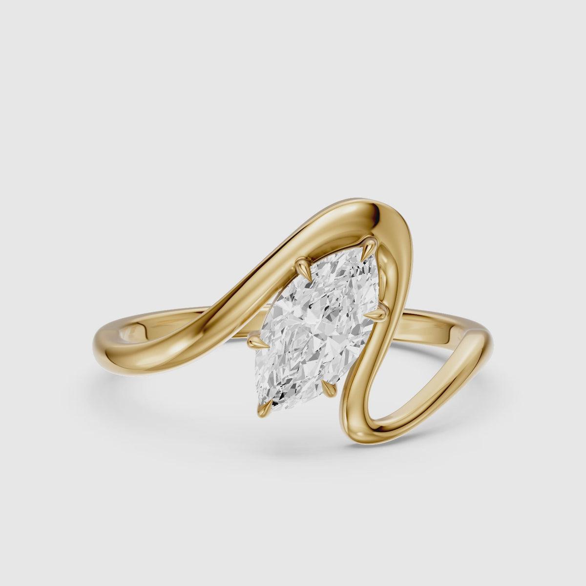 Load video: Enya Marquise Lab Grown Diamond Bypass Wave Solitaire Ring