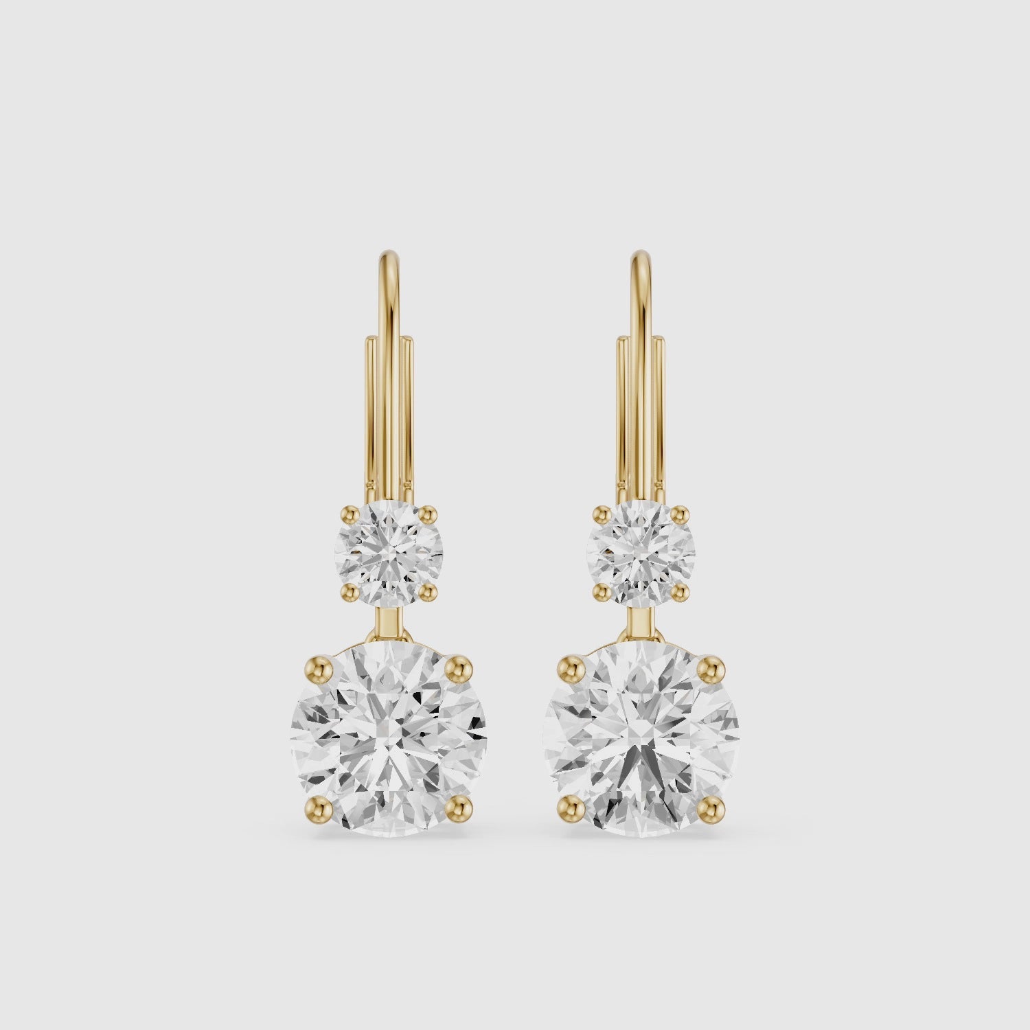 Load video: Paris Two Stone Round Lab Grown Diamond Drop Earrings