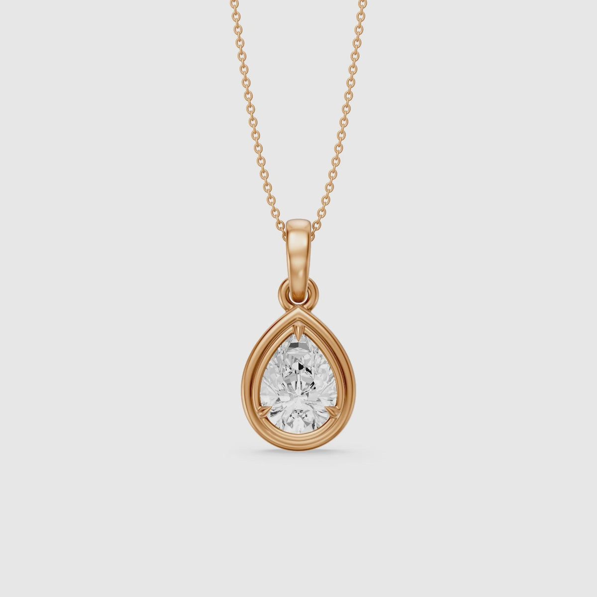 Load video: Shirley Double Bezel with Prong Set Pear Lab Grown Diamond Pendant
