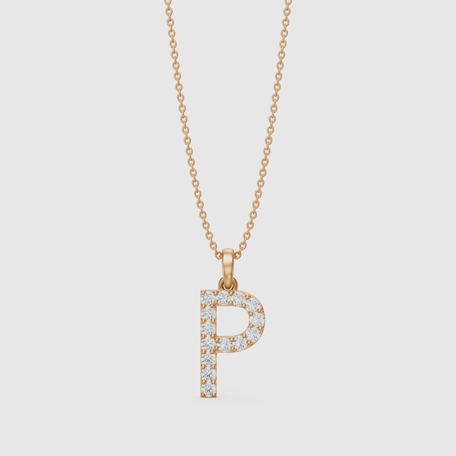 Load video: Fallon Lab Grown Diamond P Initial Pendant Necklace