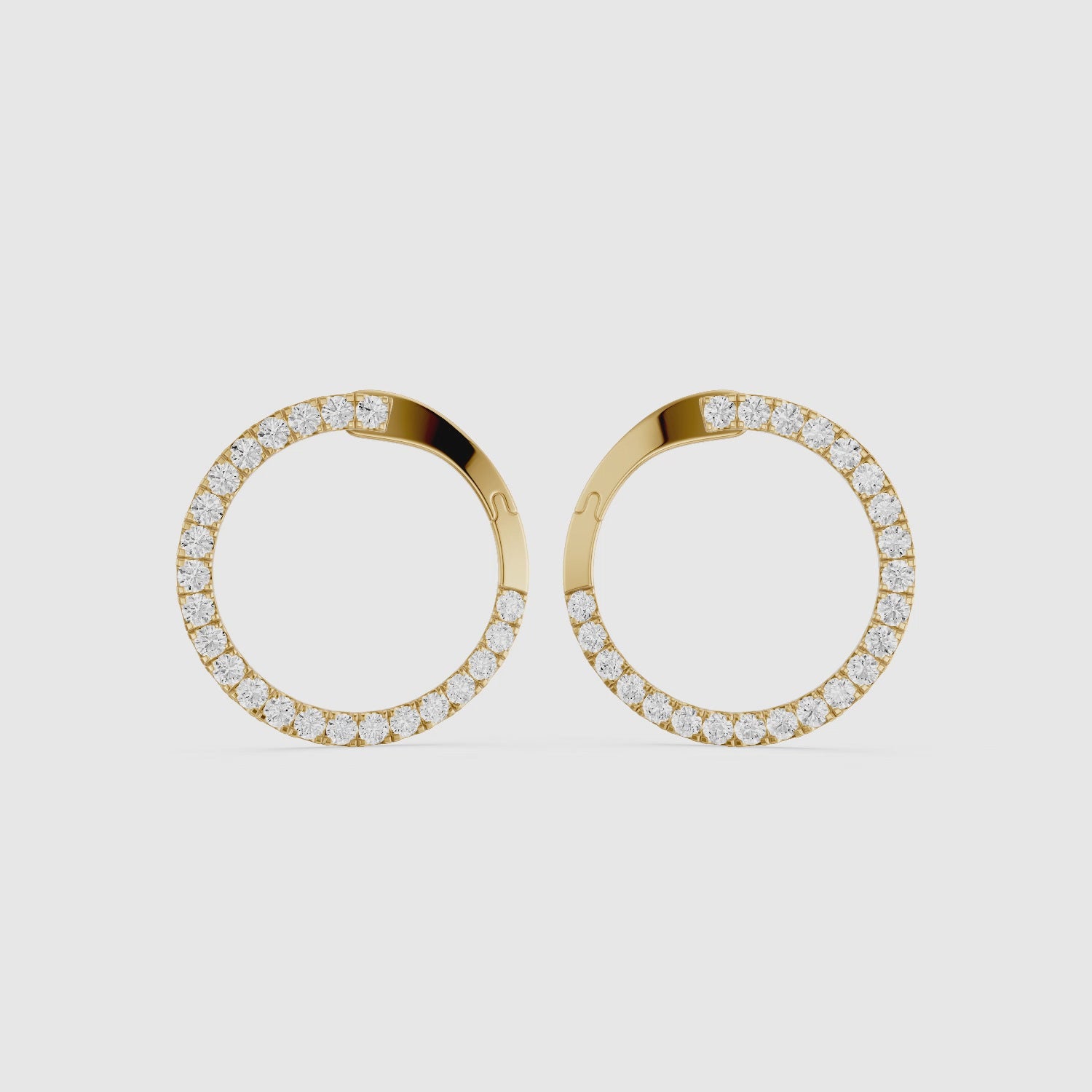 Load video: Lieve Round Cut Lab Grown Diamond Flat Circle Hoop Earrings
