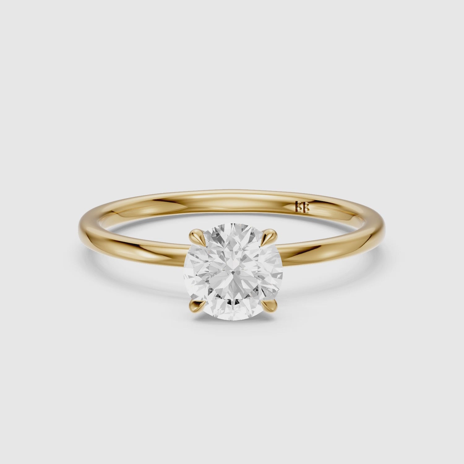 Load video: Jennah 4 Prong Round Cut Solitaire Moissanite Diamond Ring